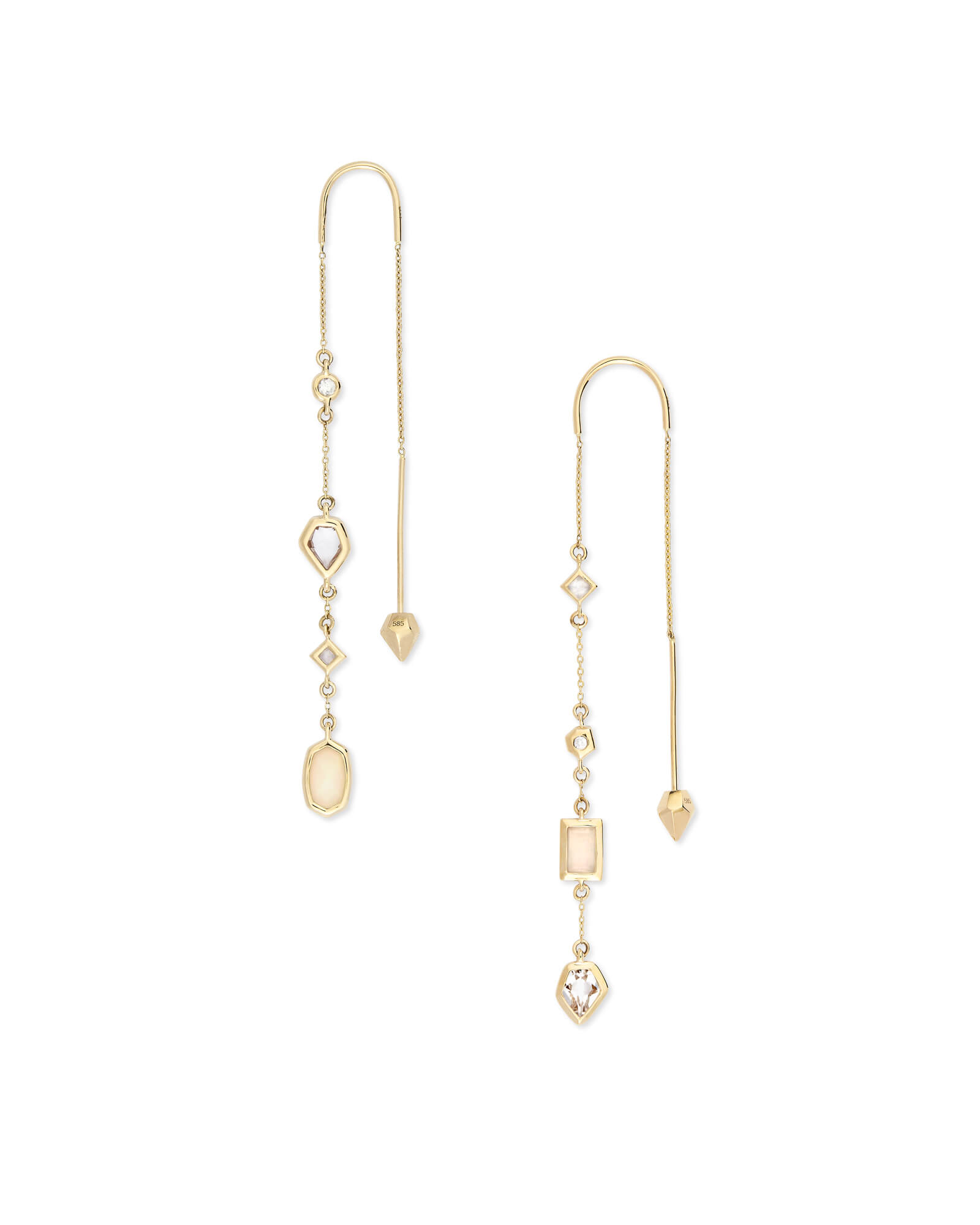 Yves 14k Yellow Gold Threader Earrings in Neutral Gemstone Mix | Kendra ...