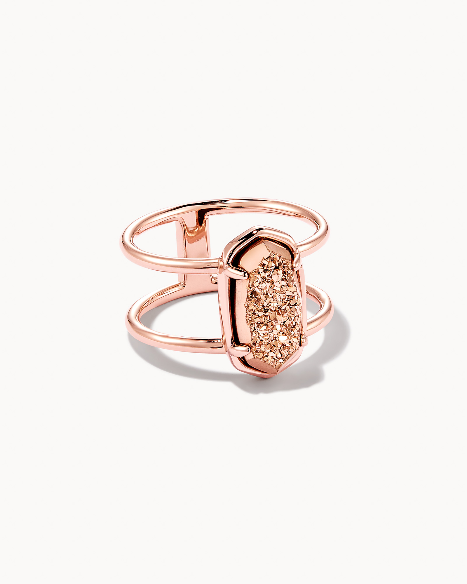 Elyse 18k Rose Gold Vermeil Double Band Ring in Rose Gold Drusy | Kendra  Scott