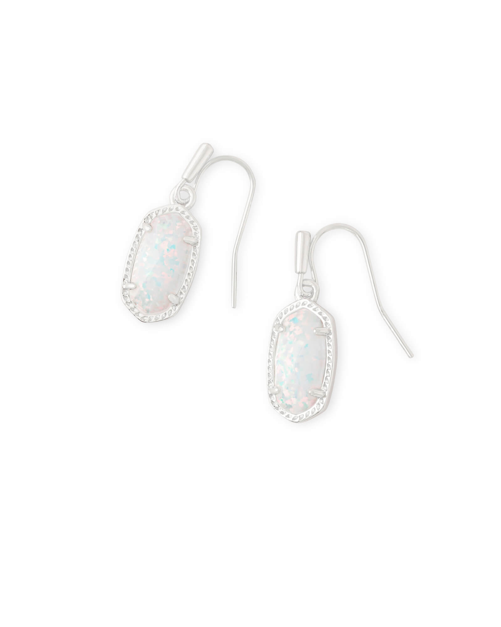 Lee Silver Drop Earrings in White Kyocera Opal | Kendra Scott