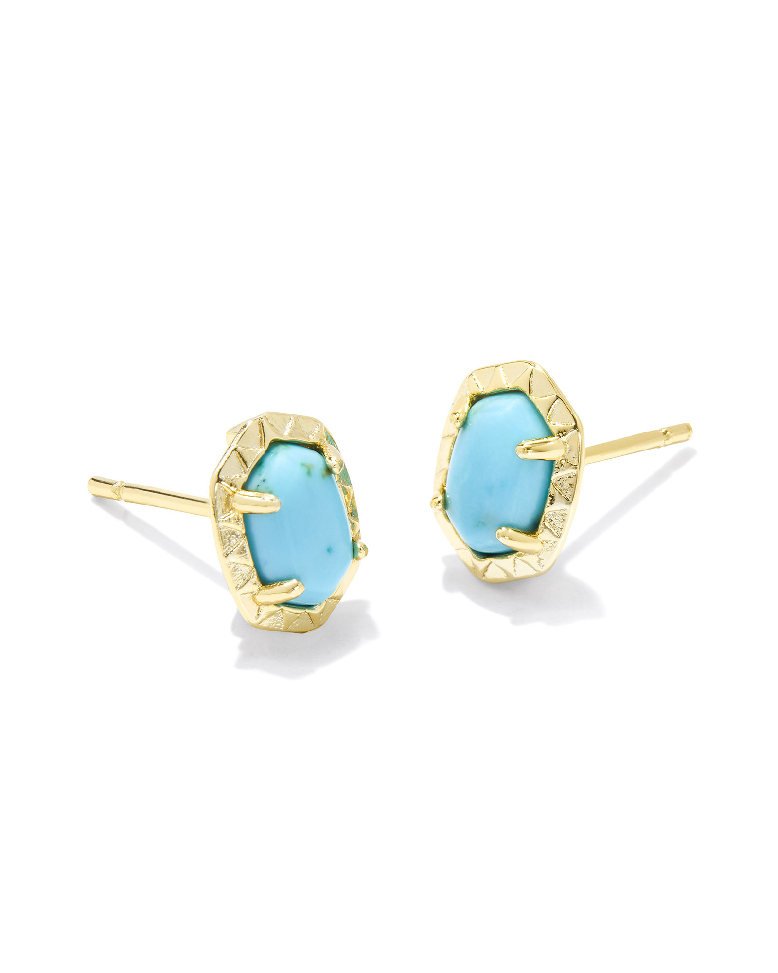 Daphne Gold Stud Earrings in Variegated Turquoise Magnesite | Kendra Scott