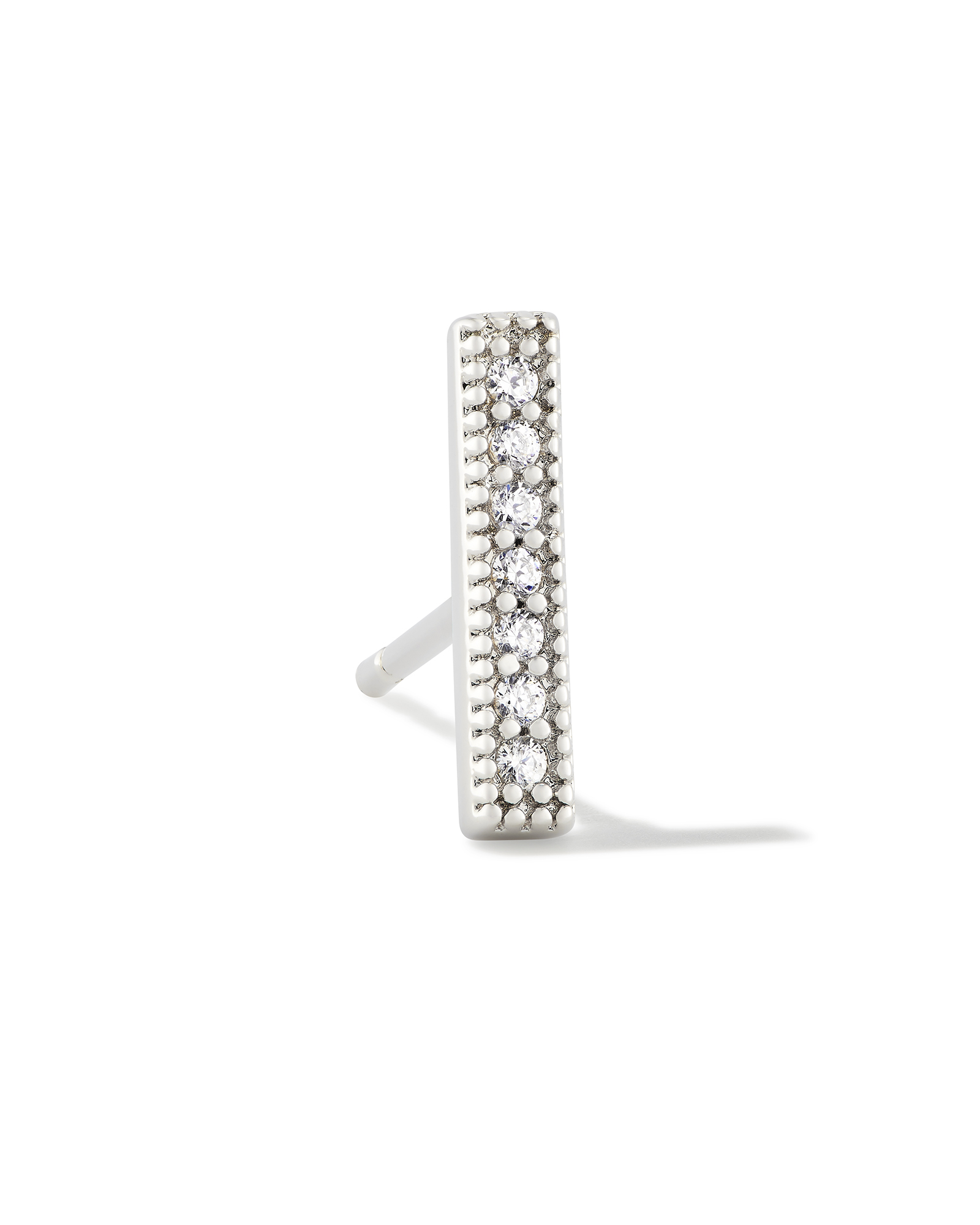 Austin Bar Silver Single Stud Earring in White Crystal