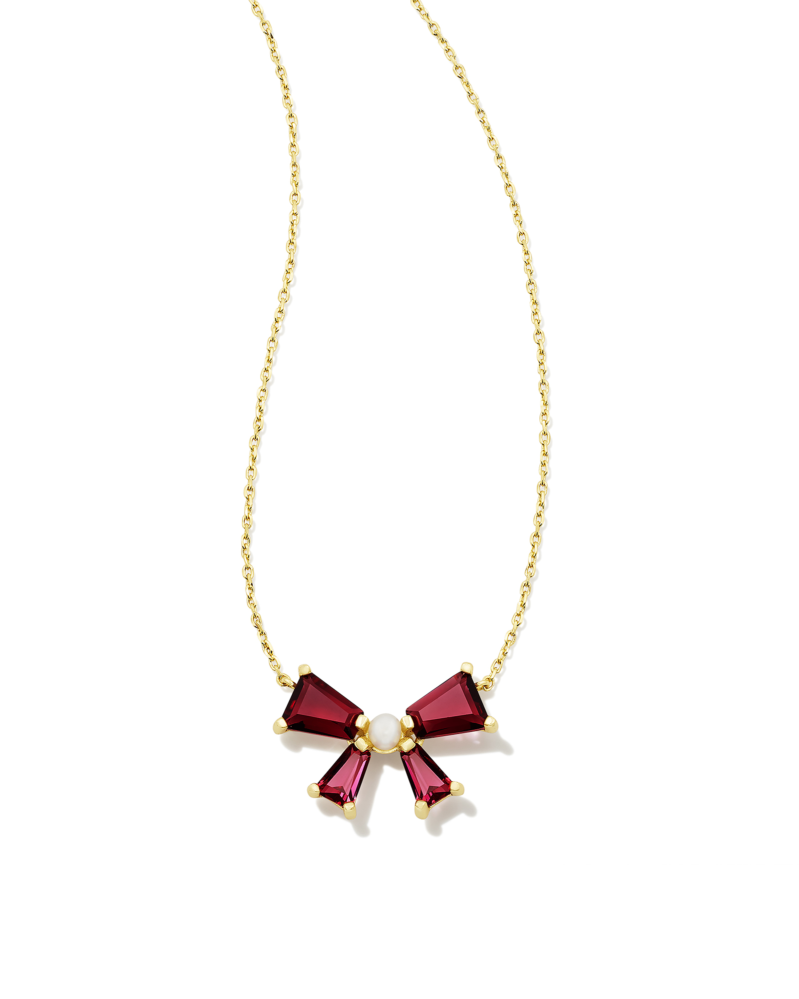 Blair Gold Bow Short Pendant Necklace in Red Mix | Kendra Scott