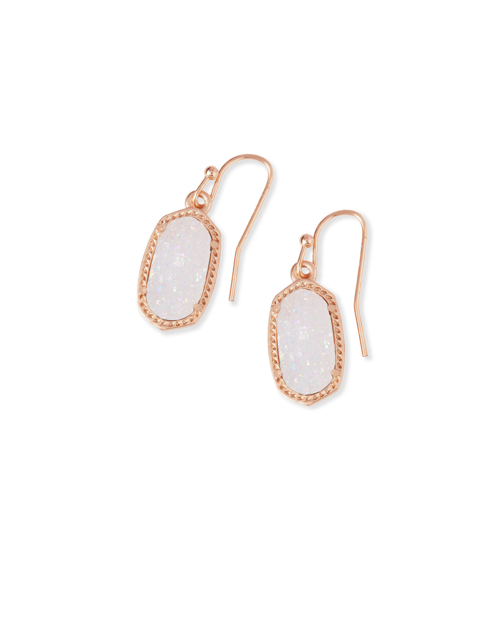 Lee Rose Gold Drop Earrings in Iridescent Drusy | Kendra Scott