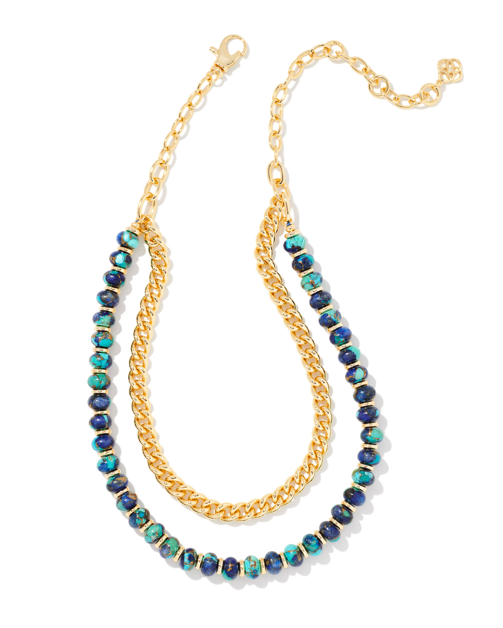 Rebecca Gold Multi Strand Necklace in Bronze Veined Lapis Turquoise ...