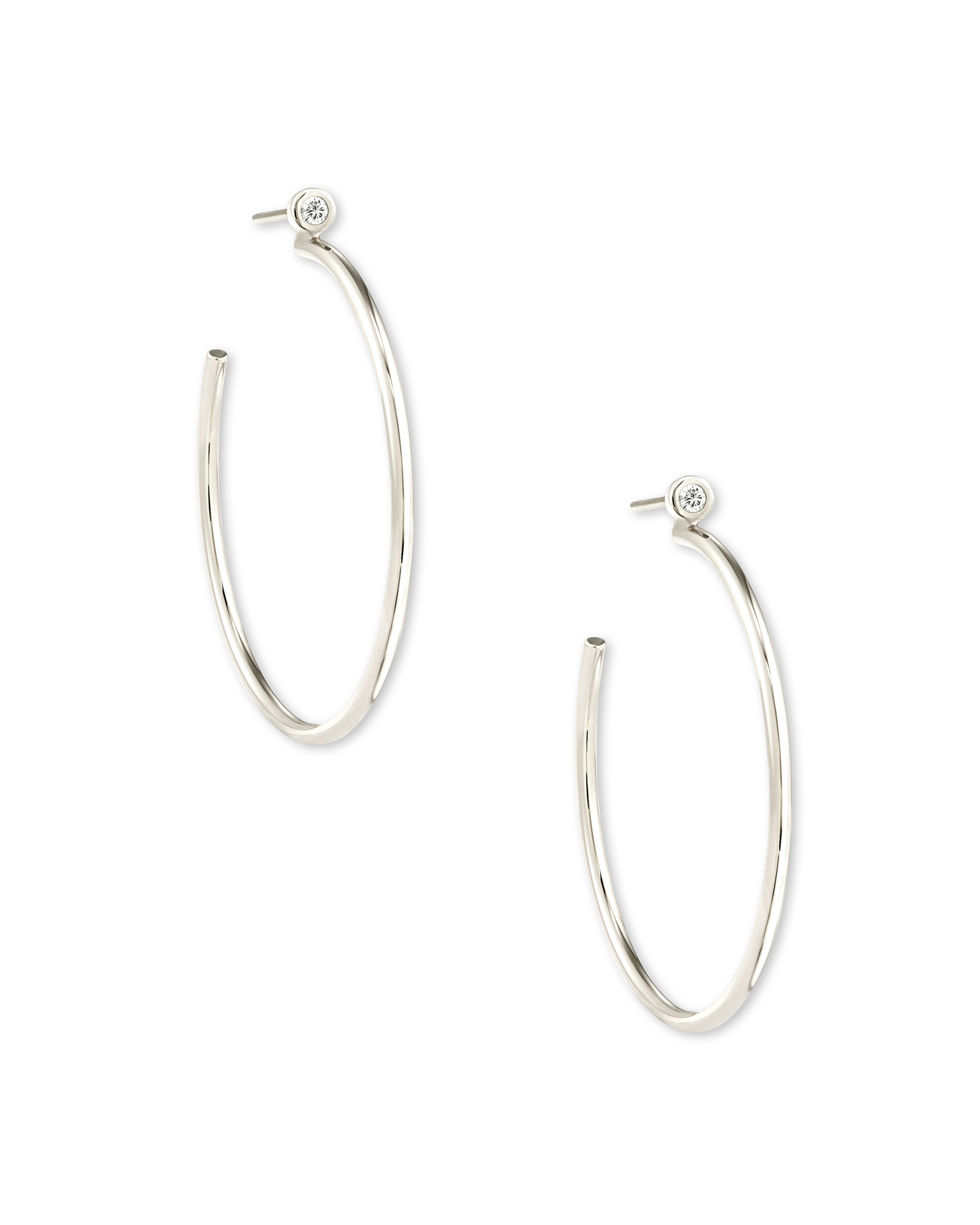 Audrey 14k White Gold Hoop Earrings in White Diamond | Kendra Scott