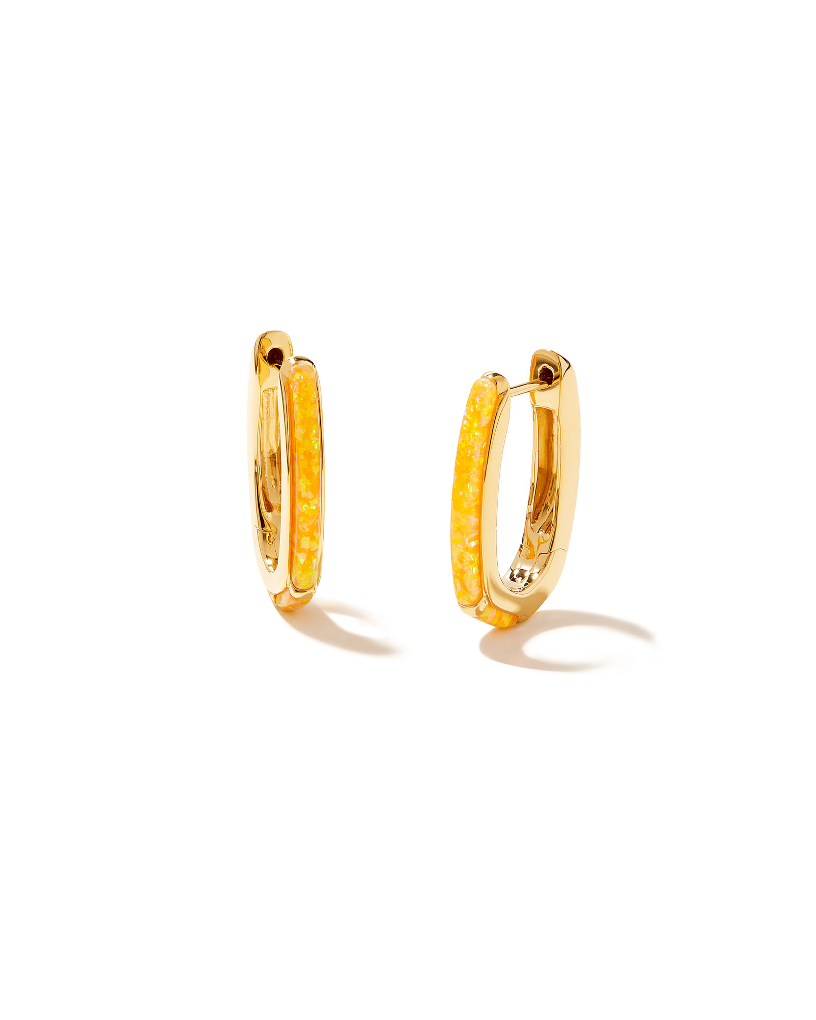 Ellen Opal 18k Gold Vermeil Huggie Earrings in Citrus Kyocera Opal