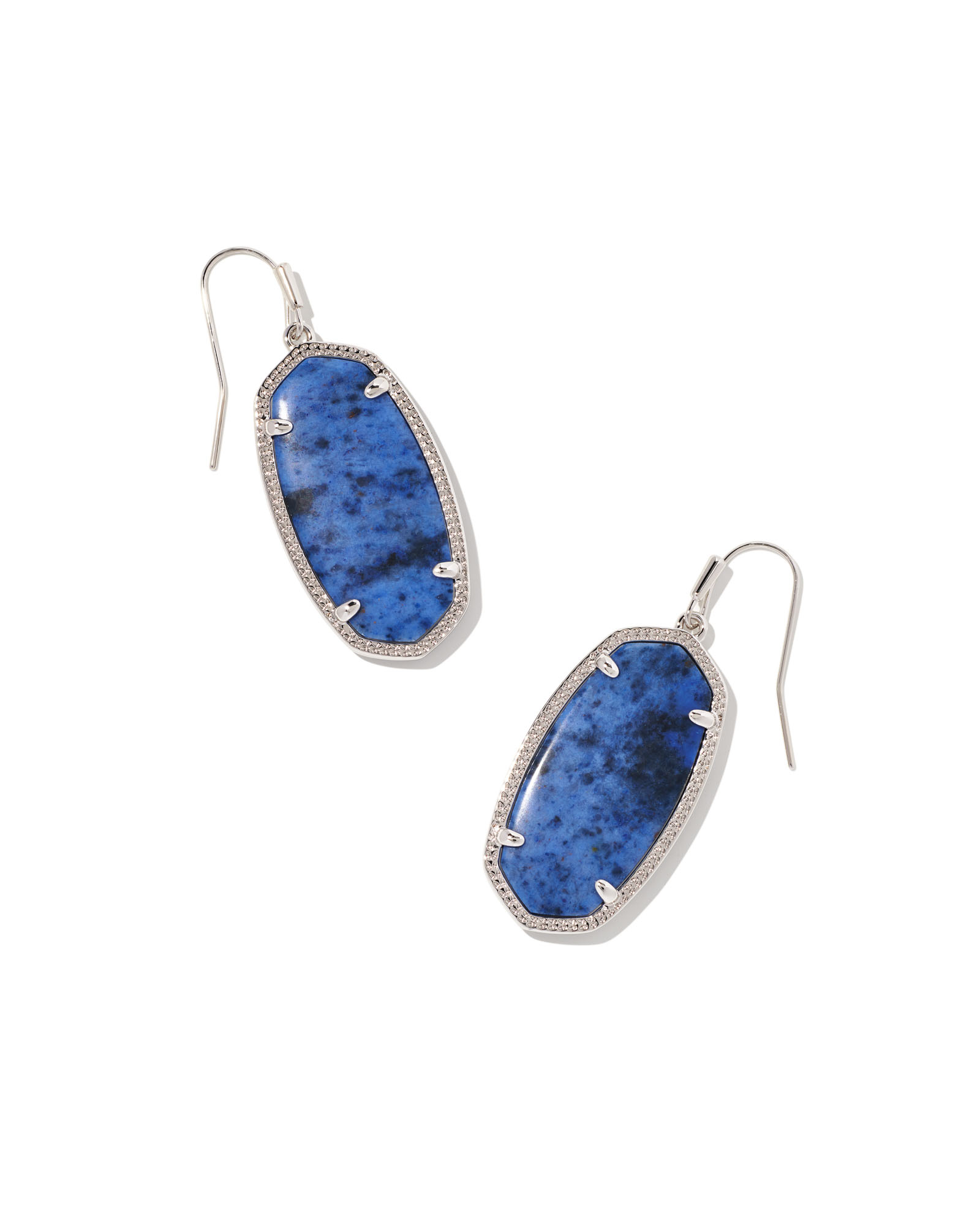 Elle Silver Drop Earrings in Blue Dumortierite | Kendra Scott