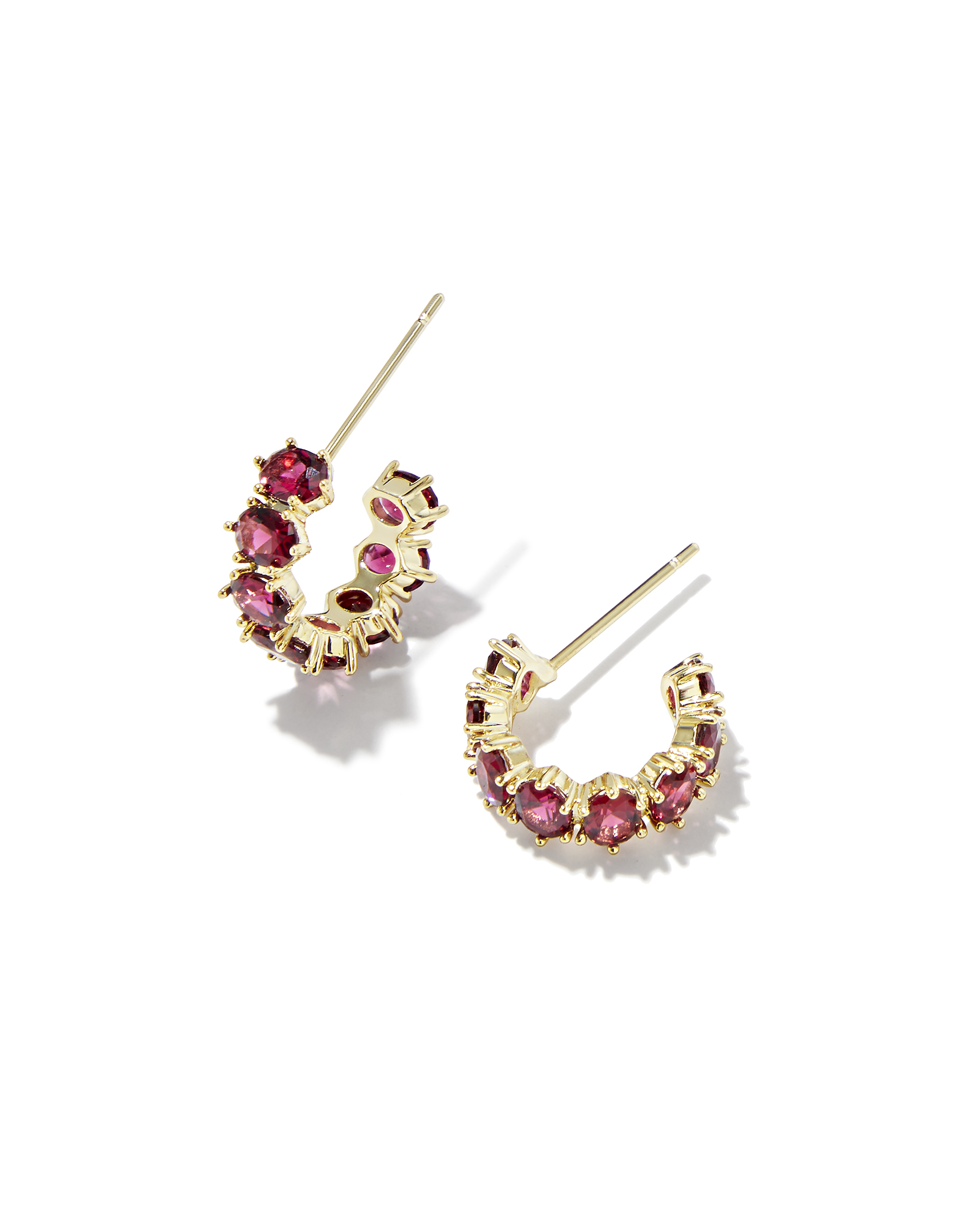 Cailin Gold Huggie Earrings in Burgundy Crystal | Kendra Scott