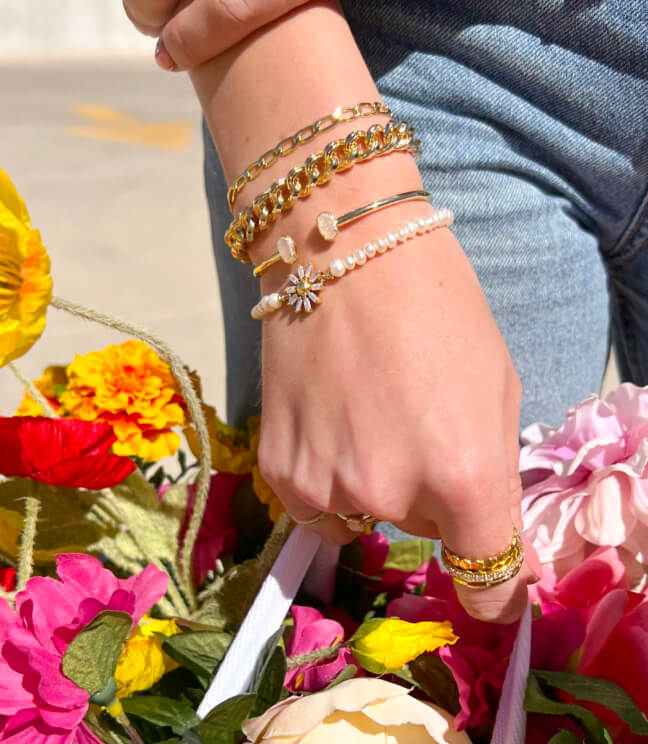 Elton Gold Cuff Bracelet in Iridescent Drusy