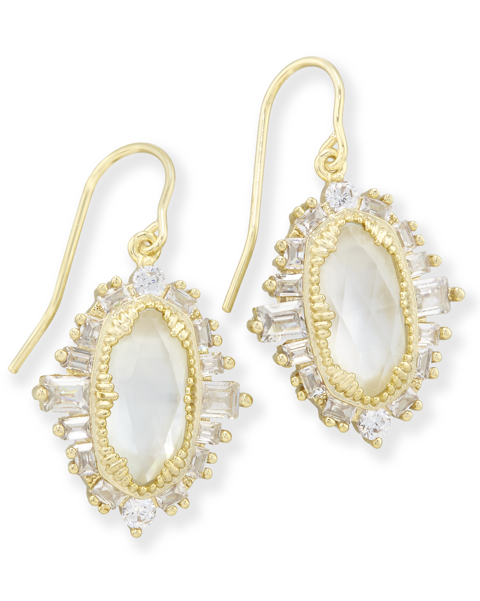 Pearl Beaded Lee Gold Drop Earrings In Ivory Mother-of-Pearl