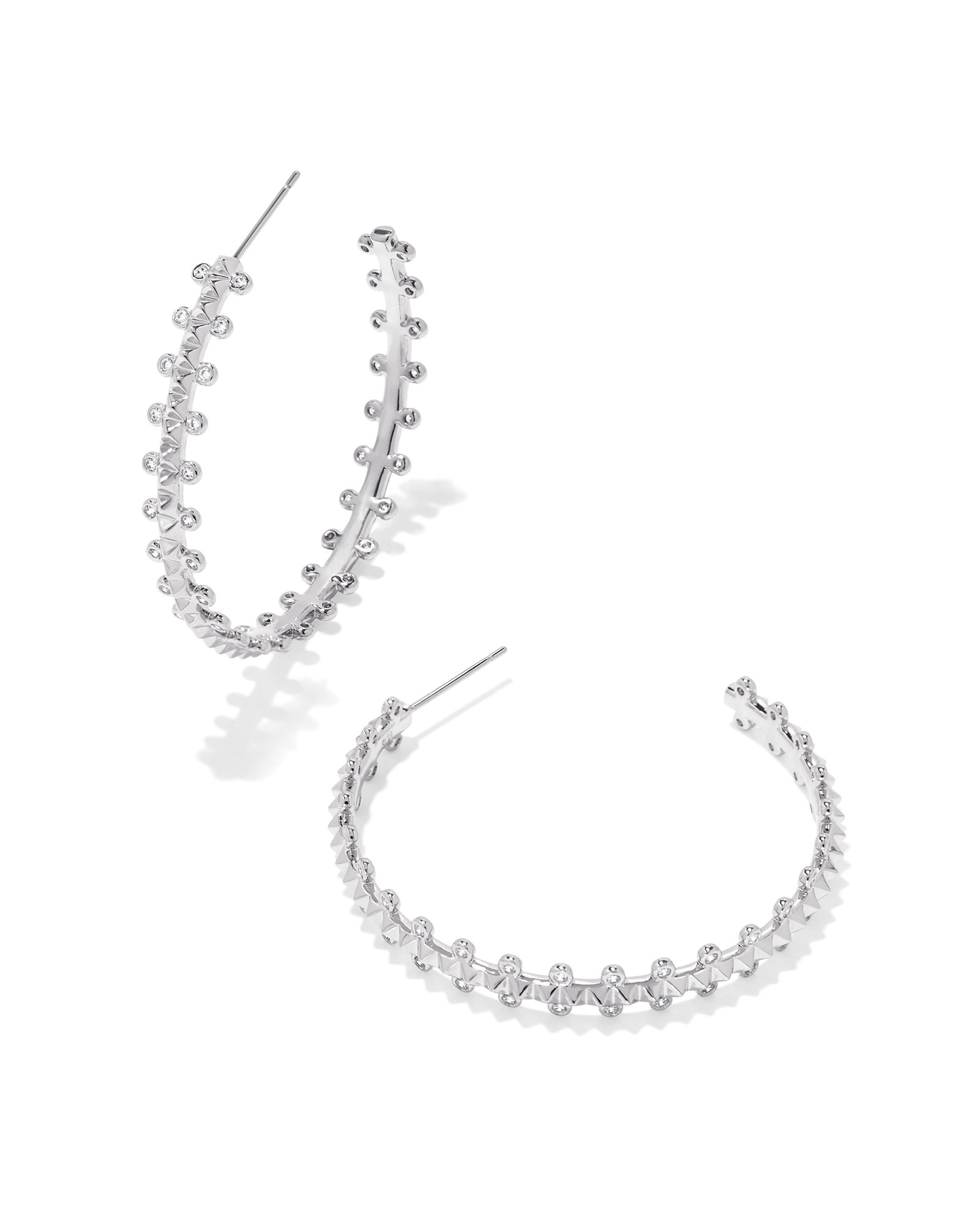 Jada Silver Hoop Earrings in White Crystal | Kendra Scott