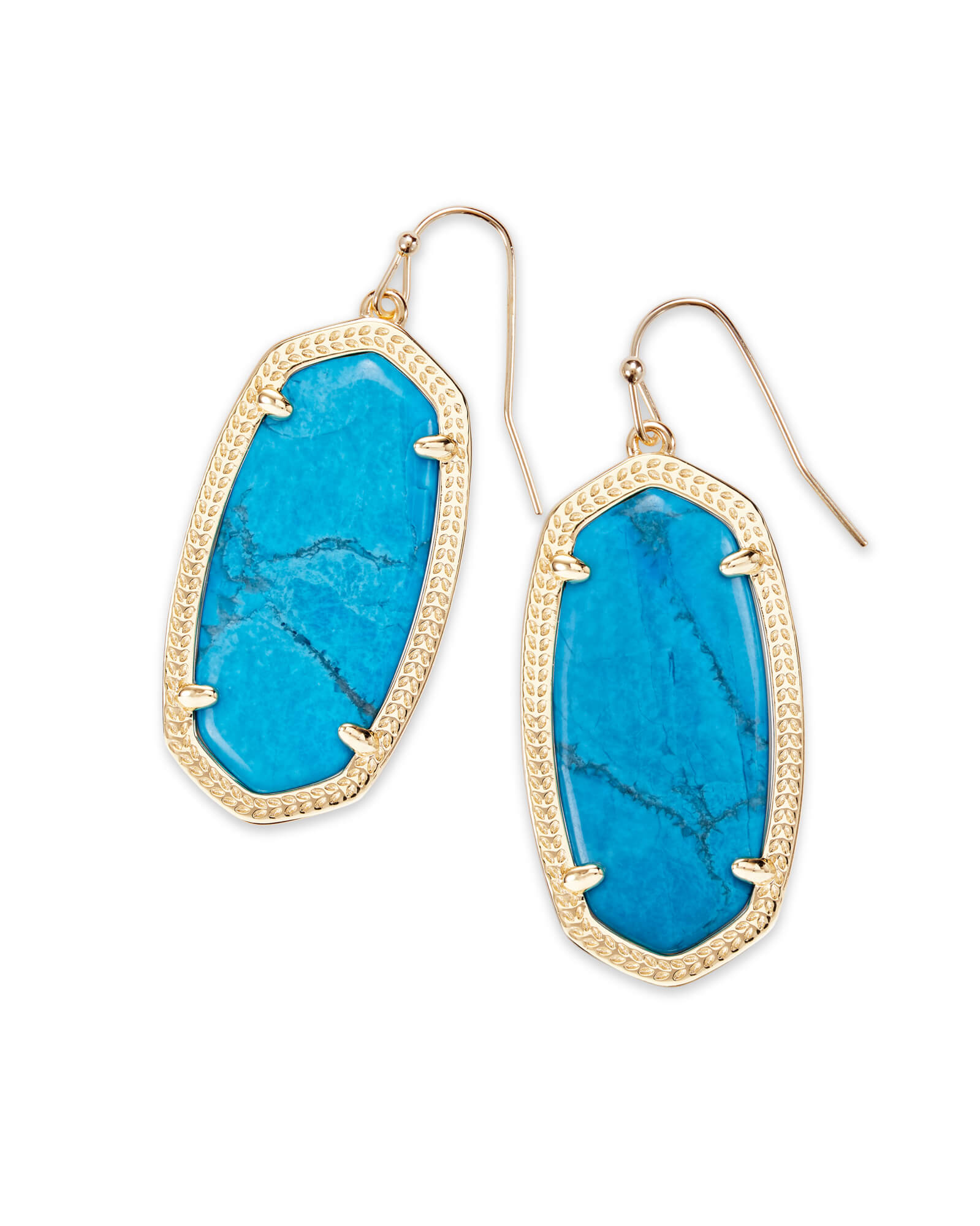 Elle Gold Drop Earrings Aqua Howlite | Kendra Scott