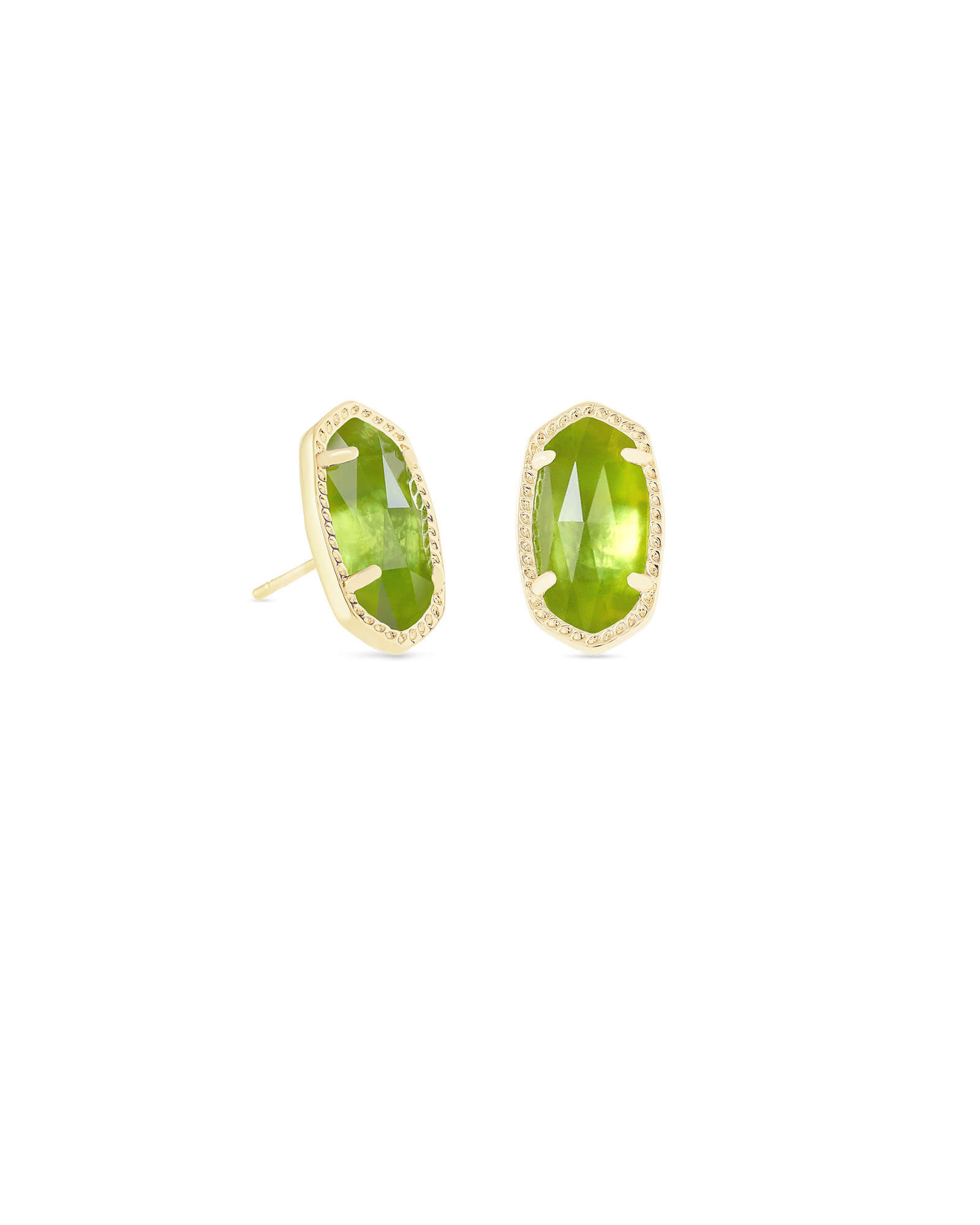 Ellie Gold Stud Earrings In Peridot Illusion 