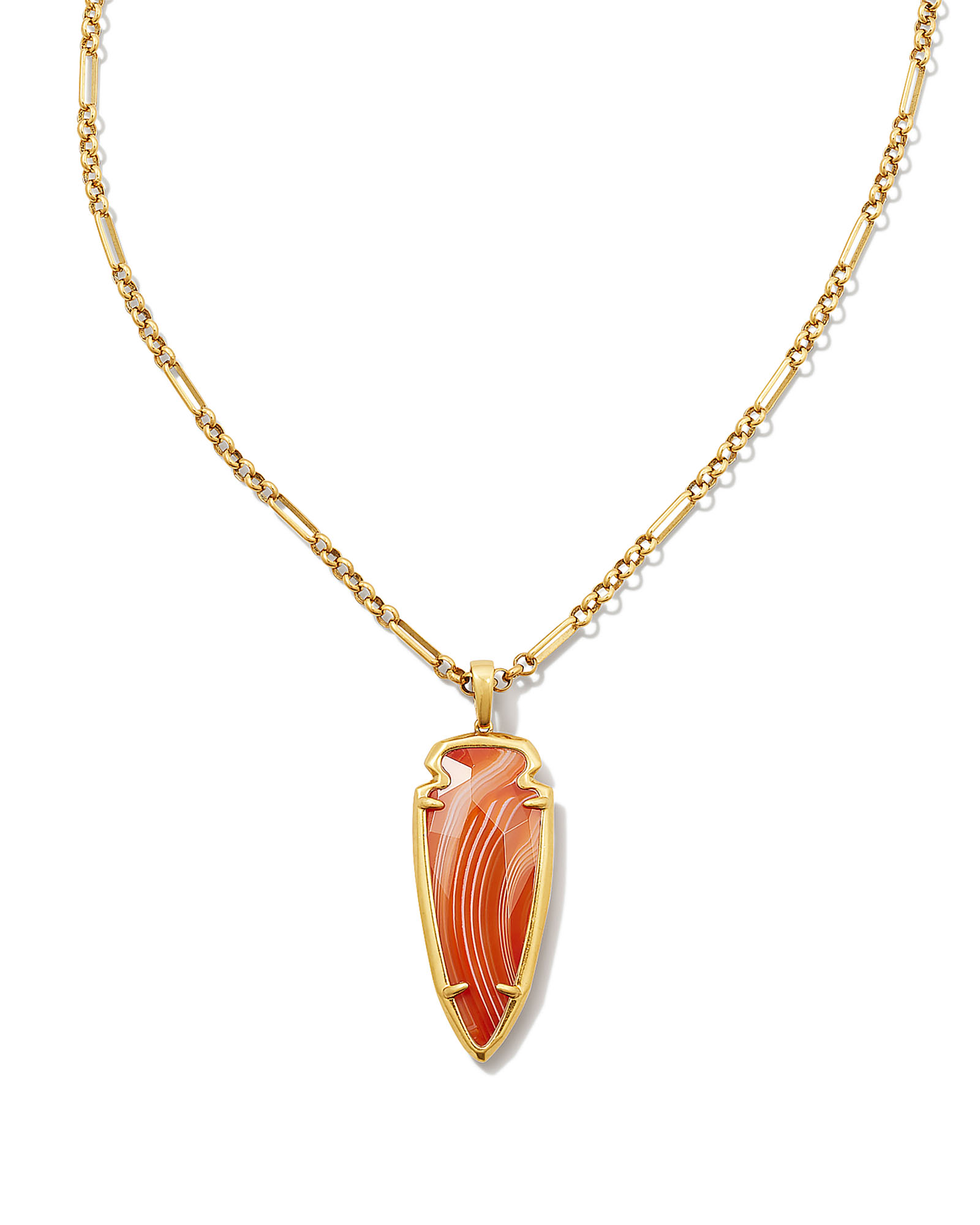 Framed Ari Heart Gold Short Pendant Necklace in Red Opalescent