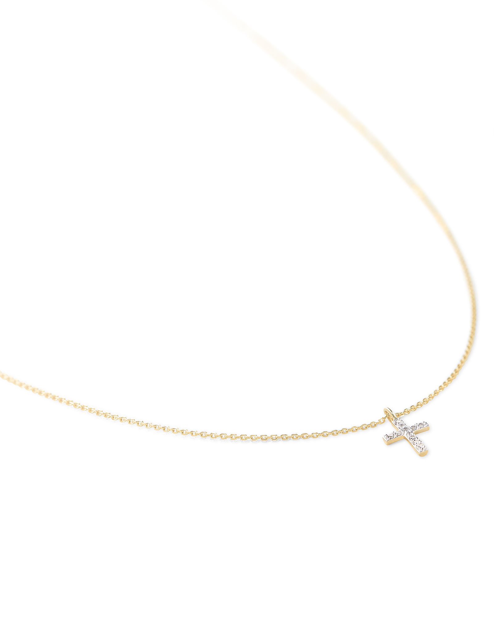 Cross 14k Yellow Gold Pendant Necklace in White Diamonds | Kendra Scott