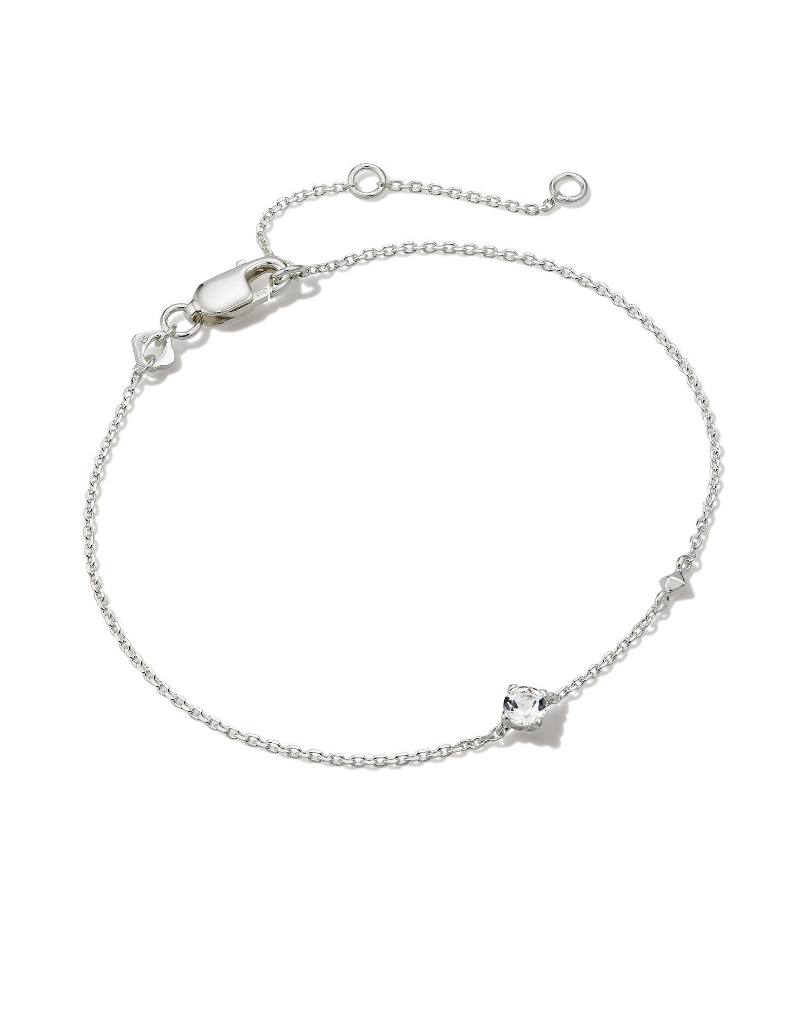 Maisie Sterling Silver Delicate Chain Bracelet in White Topaz | Kendra ...