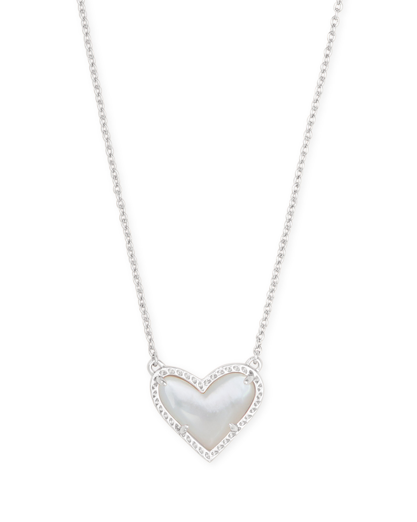 Kendra Scott Ari Heart Necklace Silver Lilac – Occasionally Yours