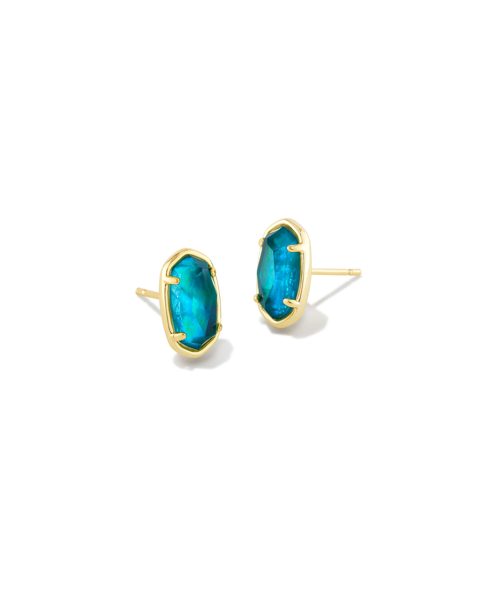 Grayson Gold Stone Stud Earrings in Teal Abalone | Kendra Scott