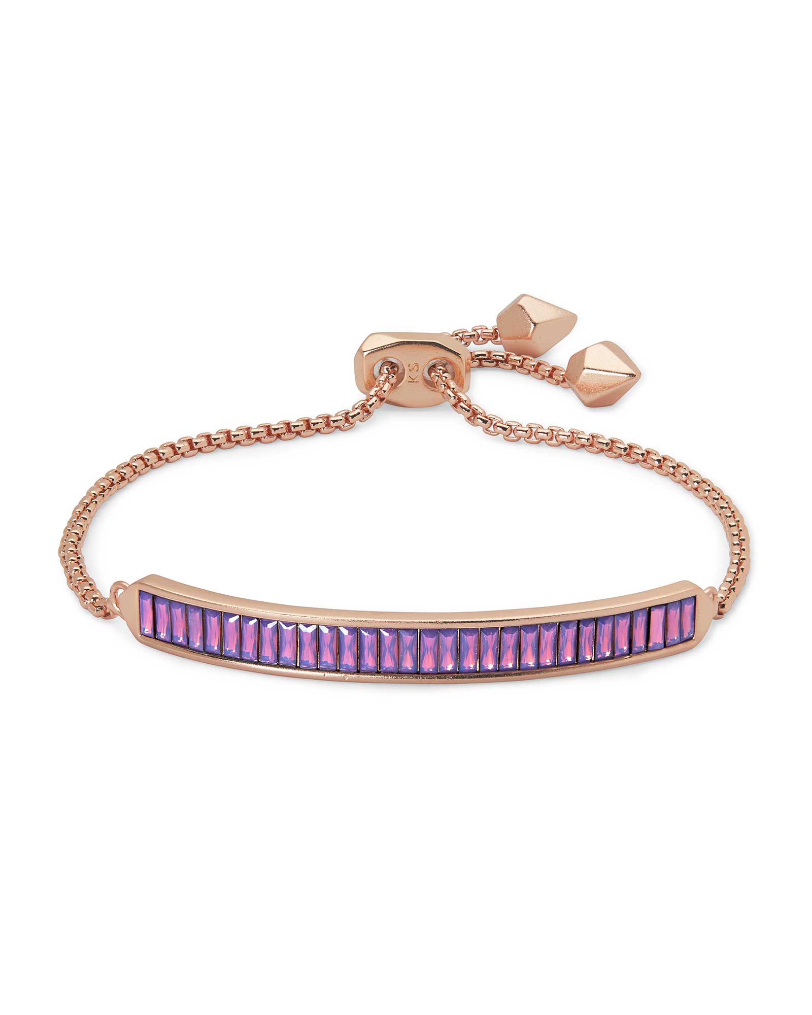 Jack Adjustable Rose Gold Chain Bracelet in Raspberry Crystal | Kendra ...