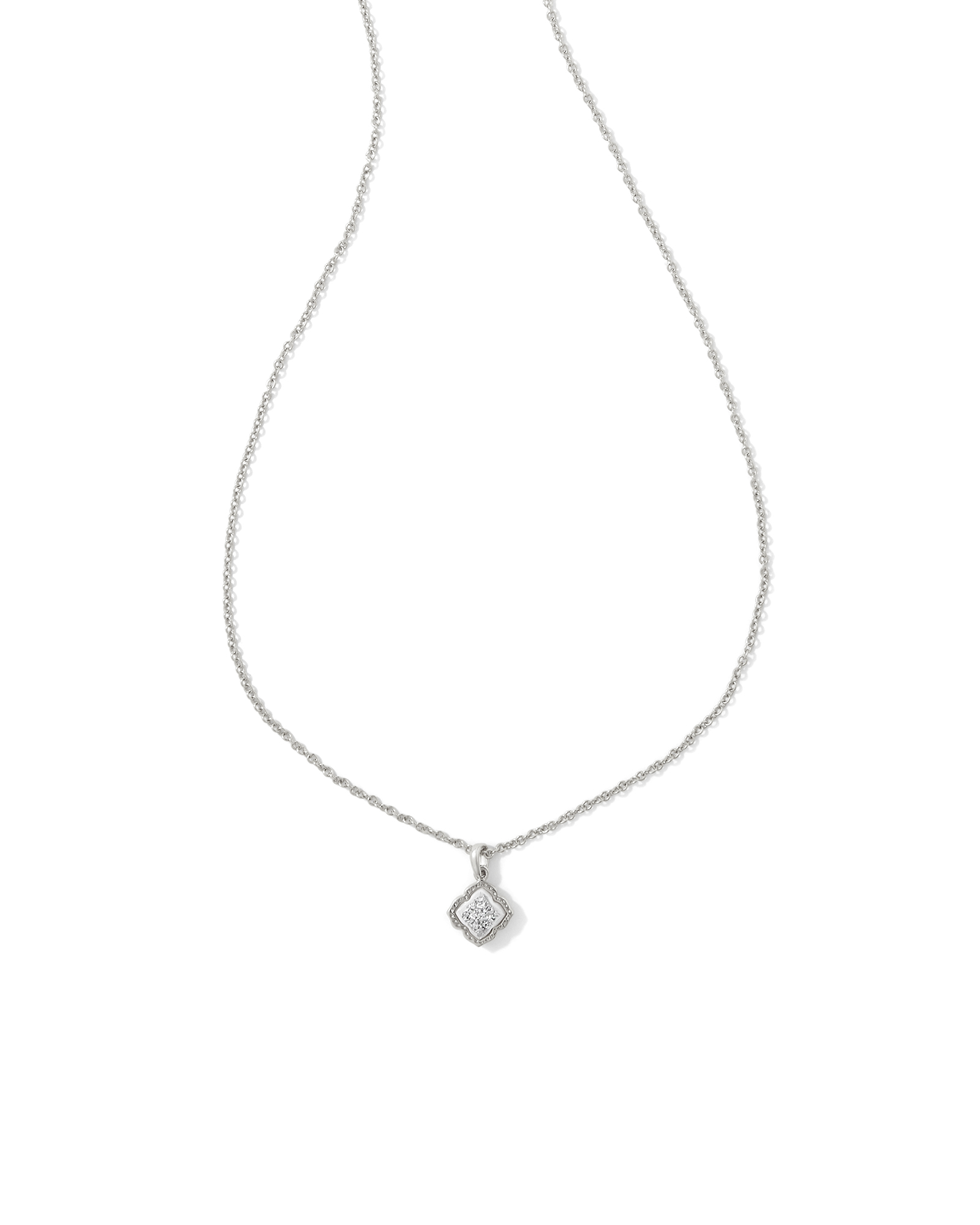 Mallory Silver Small Short Pendant Necklace in Platinum Drusy | Kendra ...