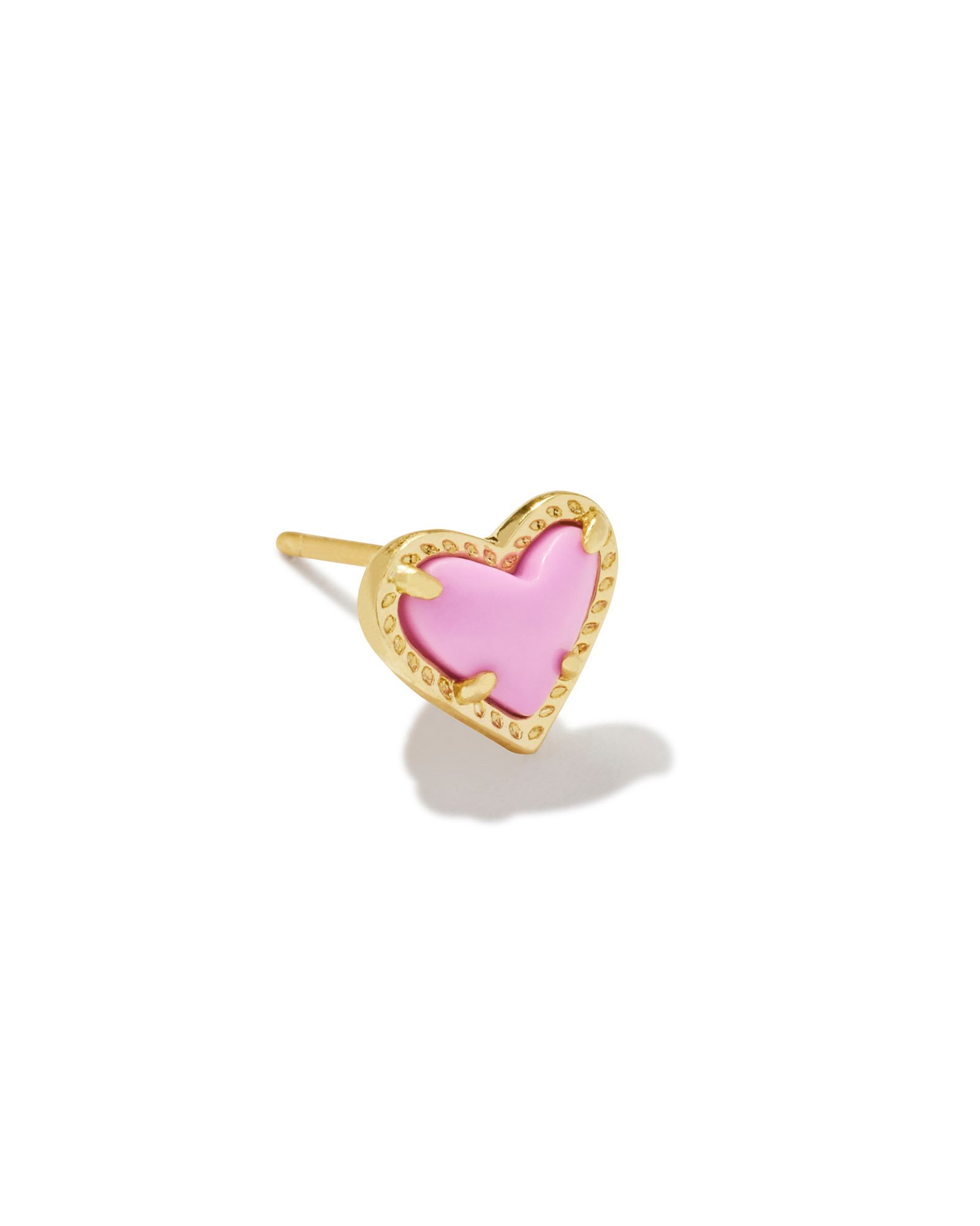 Mini Ari Heart Gold Single Stud Earring in Fuchsia Magnesite Kendra Scott