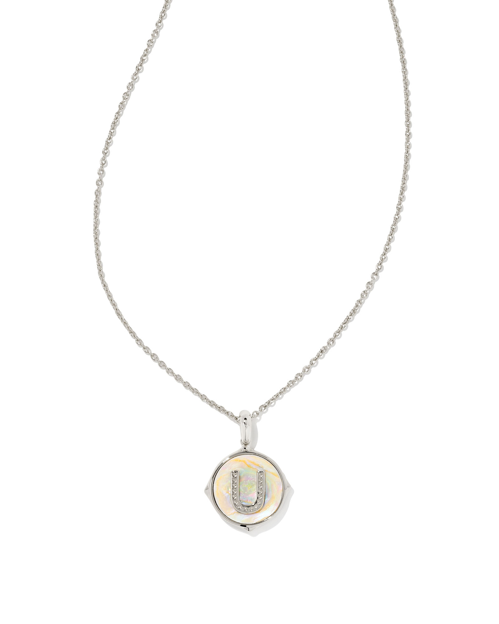 Elisa Gold Extended Length Pendant Necklace in Ivory Mother-of-Pearl