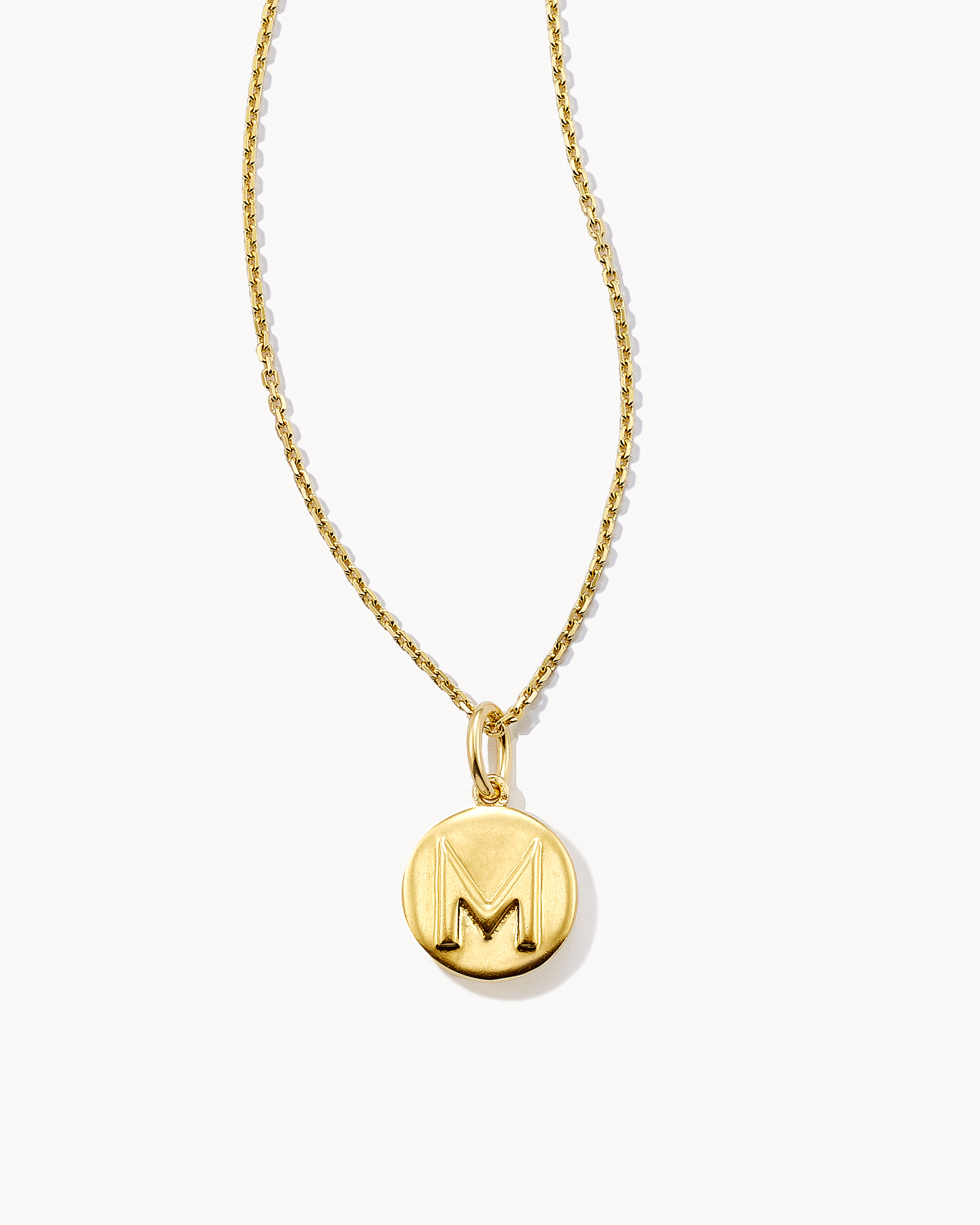 Letter M Coin Pendant Necklace in 18k Gold Vermeil