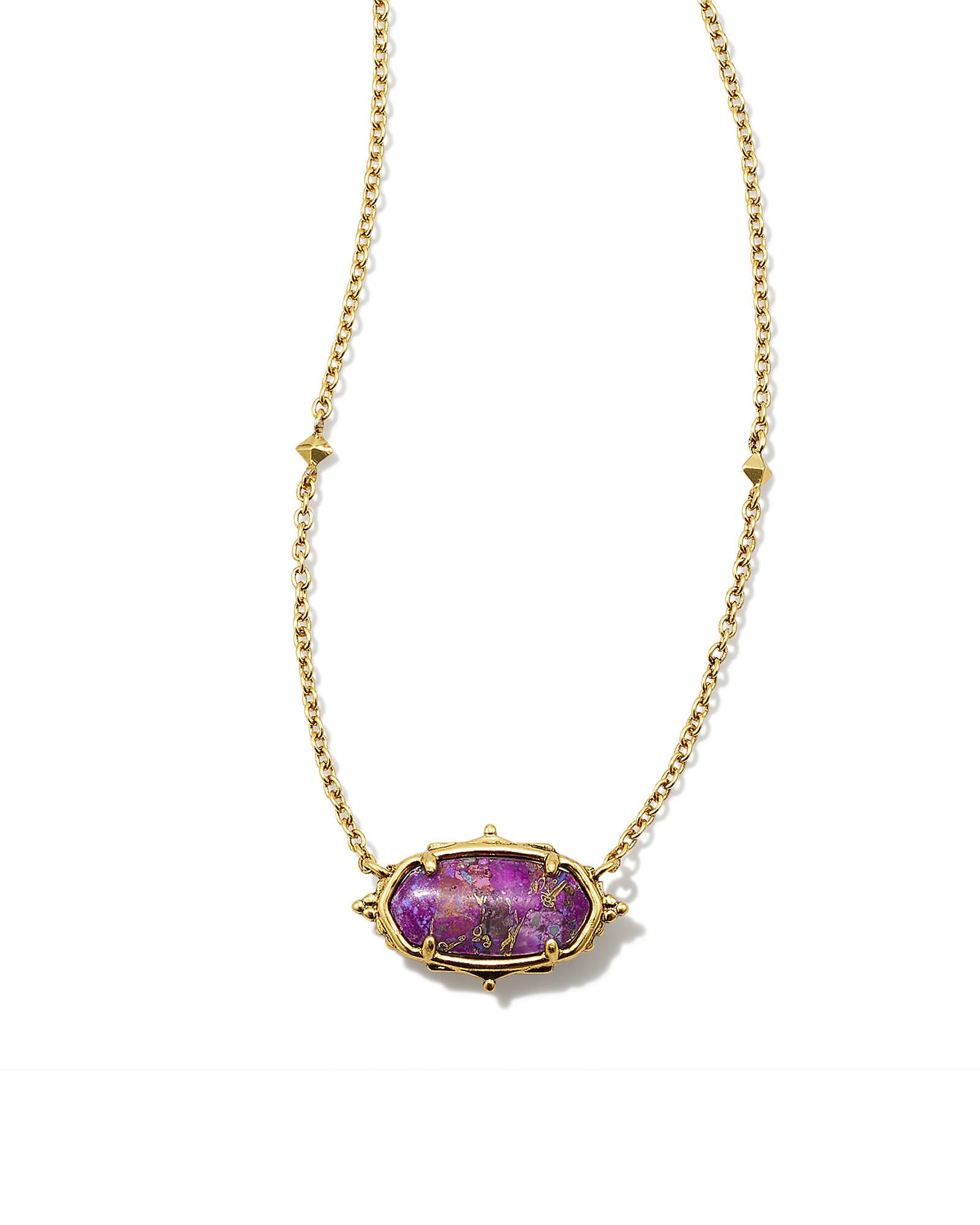 Baroque Vintage Gold Elisa Pendant Necklace in Bronze Veined Purple  Turquoise Magnesite | Kendra Scott