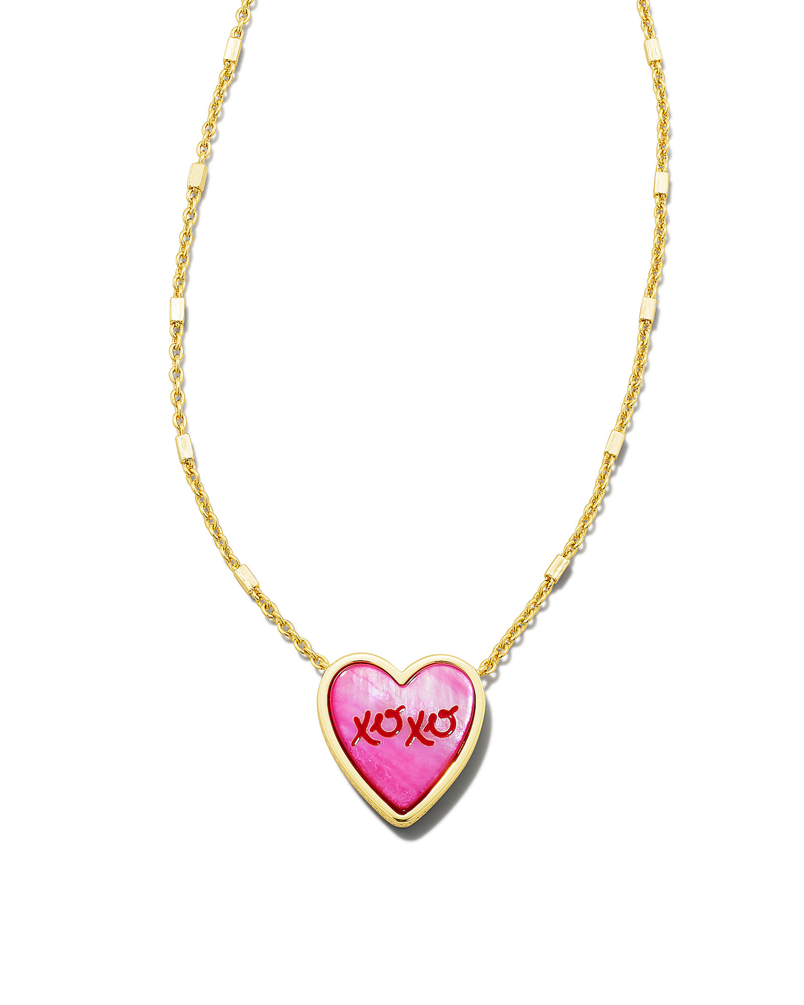 XOXO Gold Pendant Necklace in Hot Pink Mother-of-Pearl | Kendra Scott