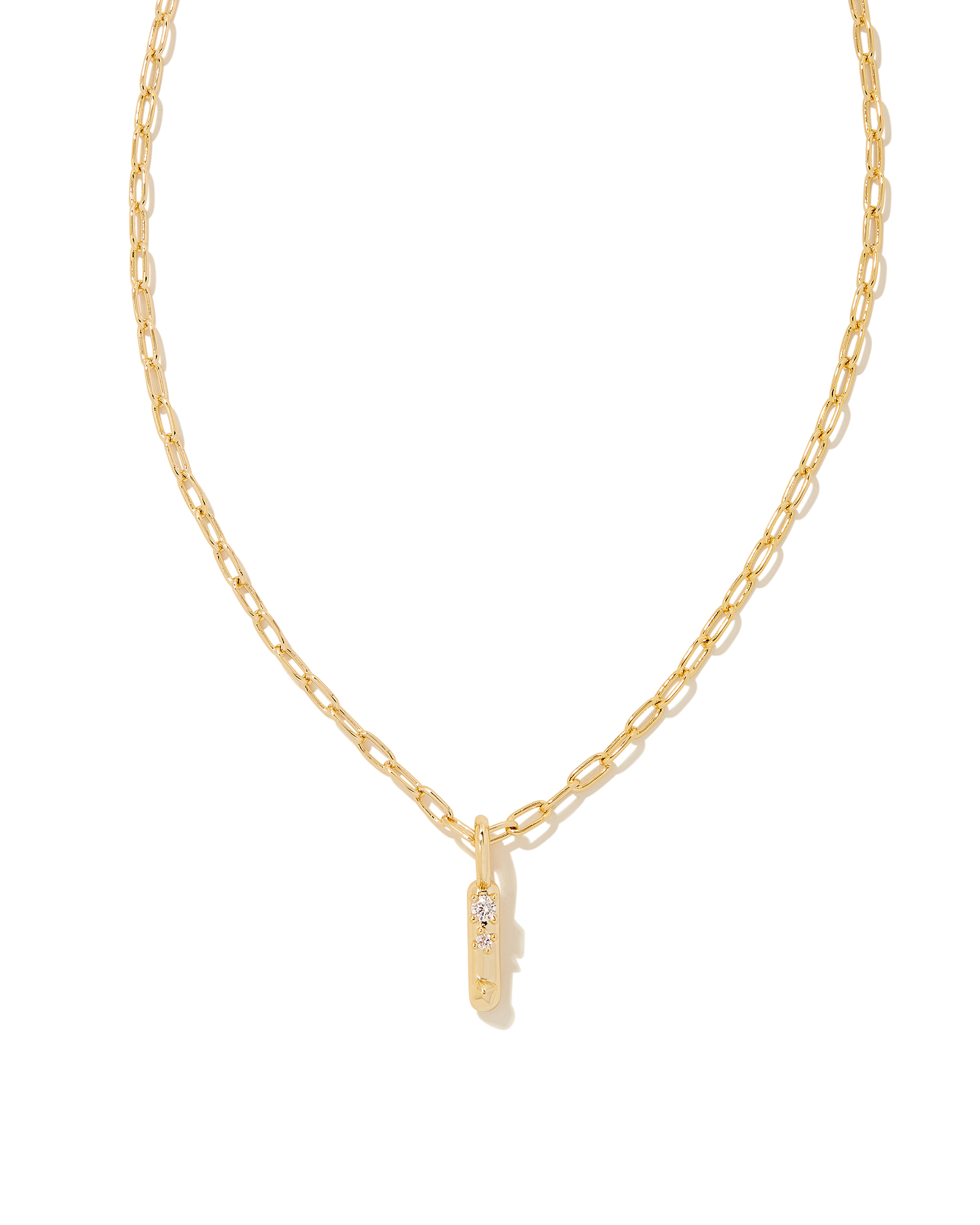 Crystal Letter I Gold Short Pendant Necklace in White Crystal | Kendra ...