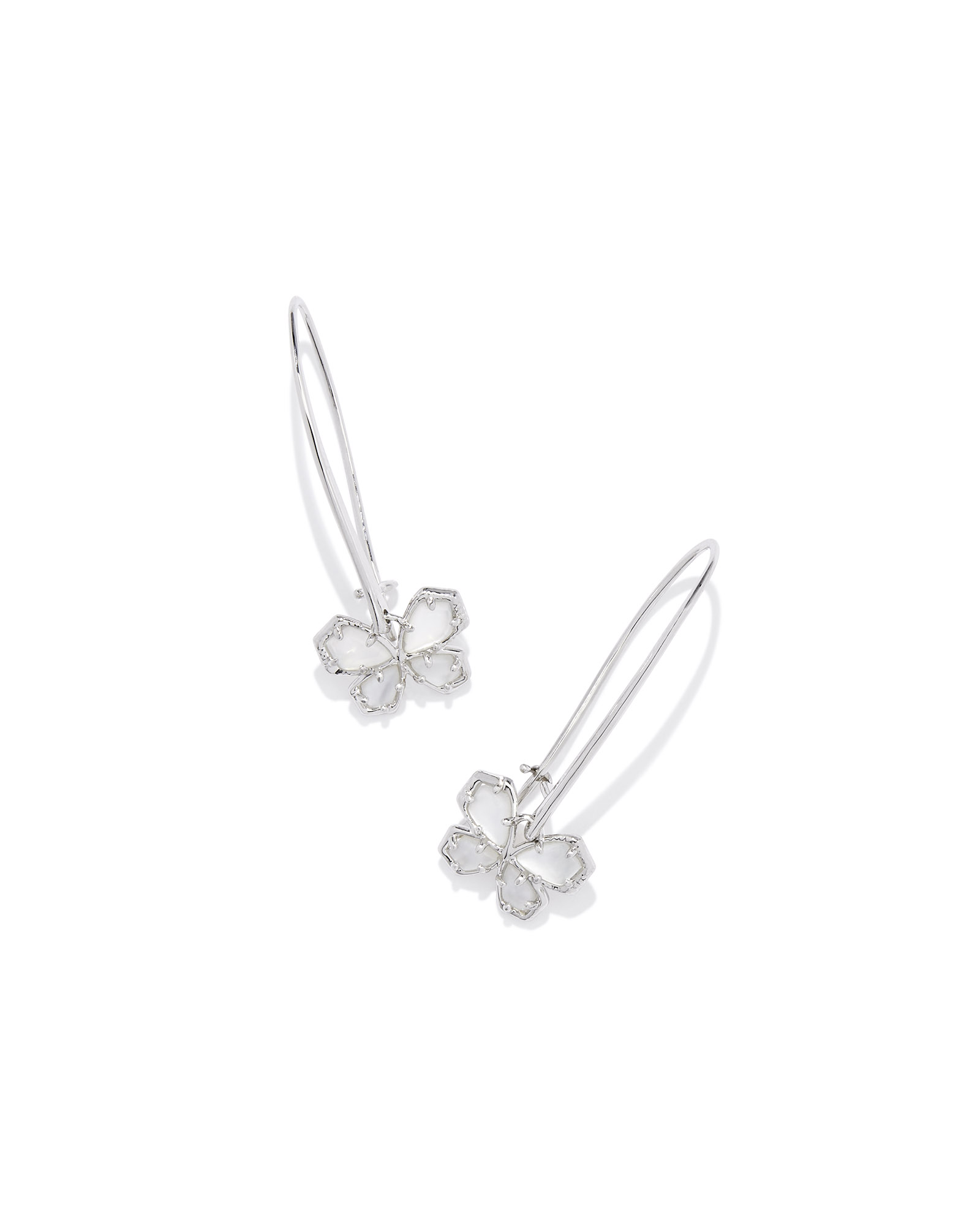 Mae Silver Butterfly Wire Drop Earrings in Ivory Mother-of-Pearl