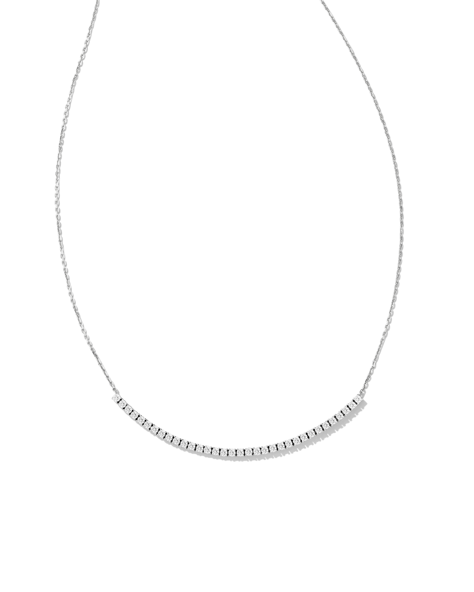 Tennis 14k White Gold Bar Necklace in White Diamond | Kendra Scott