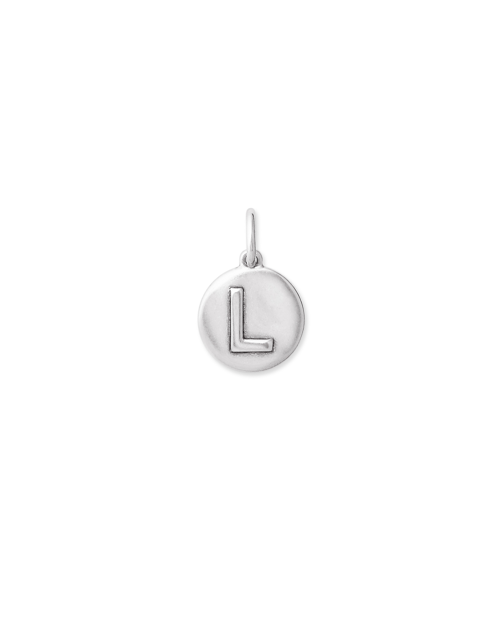 Letter L Coin Charm in Oxidized Sterling Silver