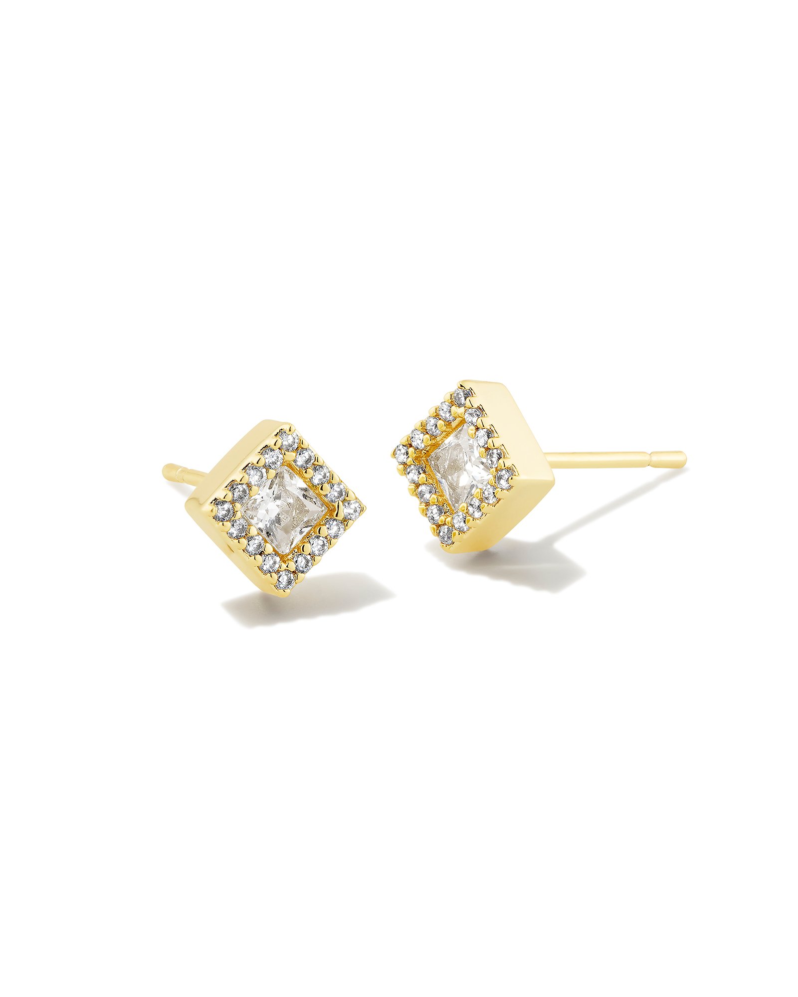 Gracie Gold Stud Earrings in White Crystal | Kendra Scott