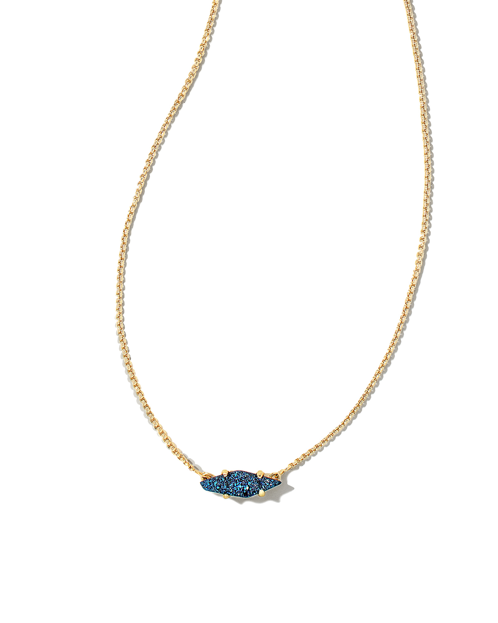 Bridgete Gold Pendant Necklace in Blue Drusy | Kendra Scott