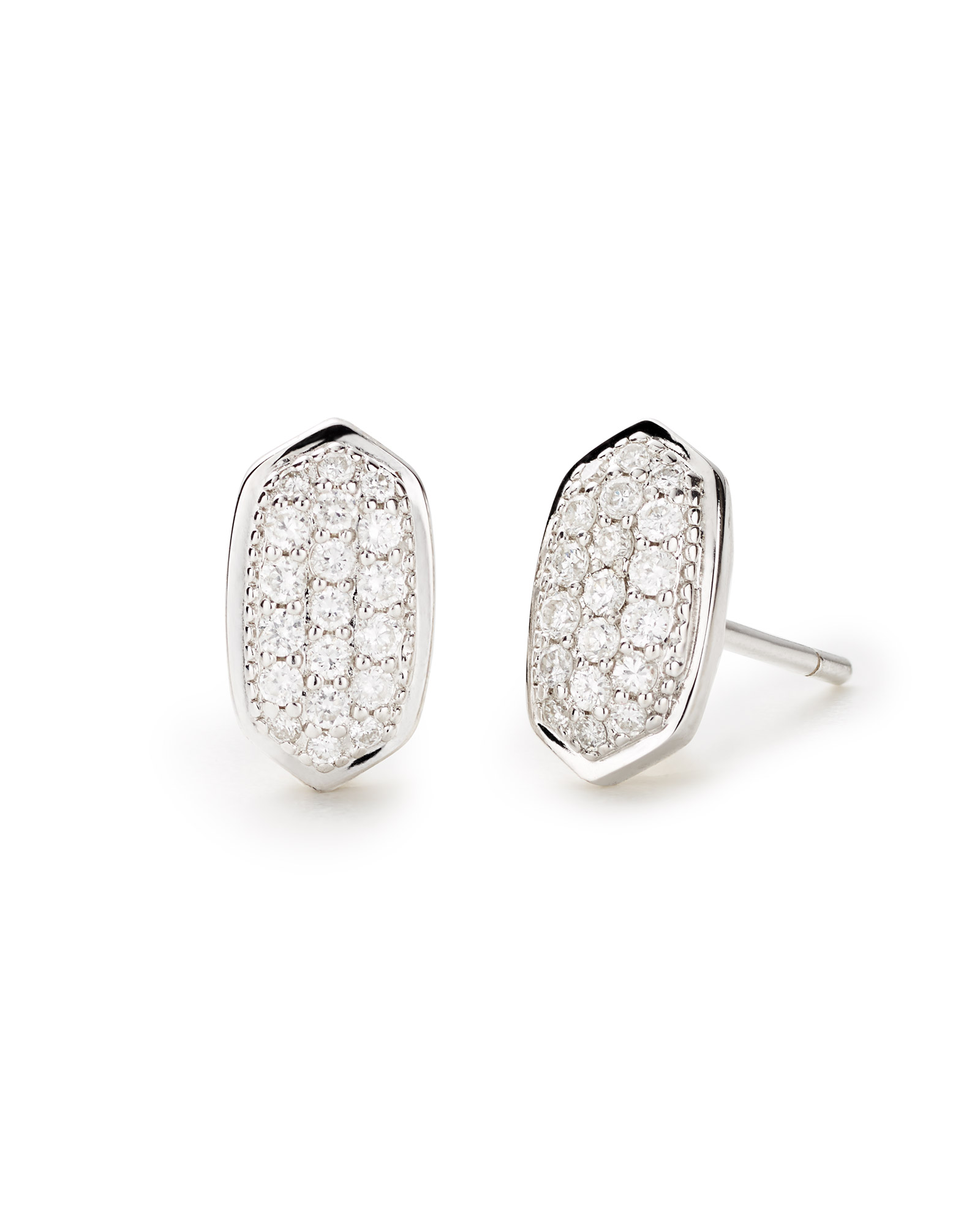 white gold diamond pave earrings