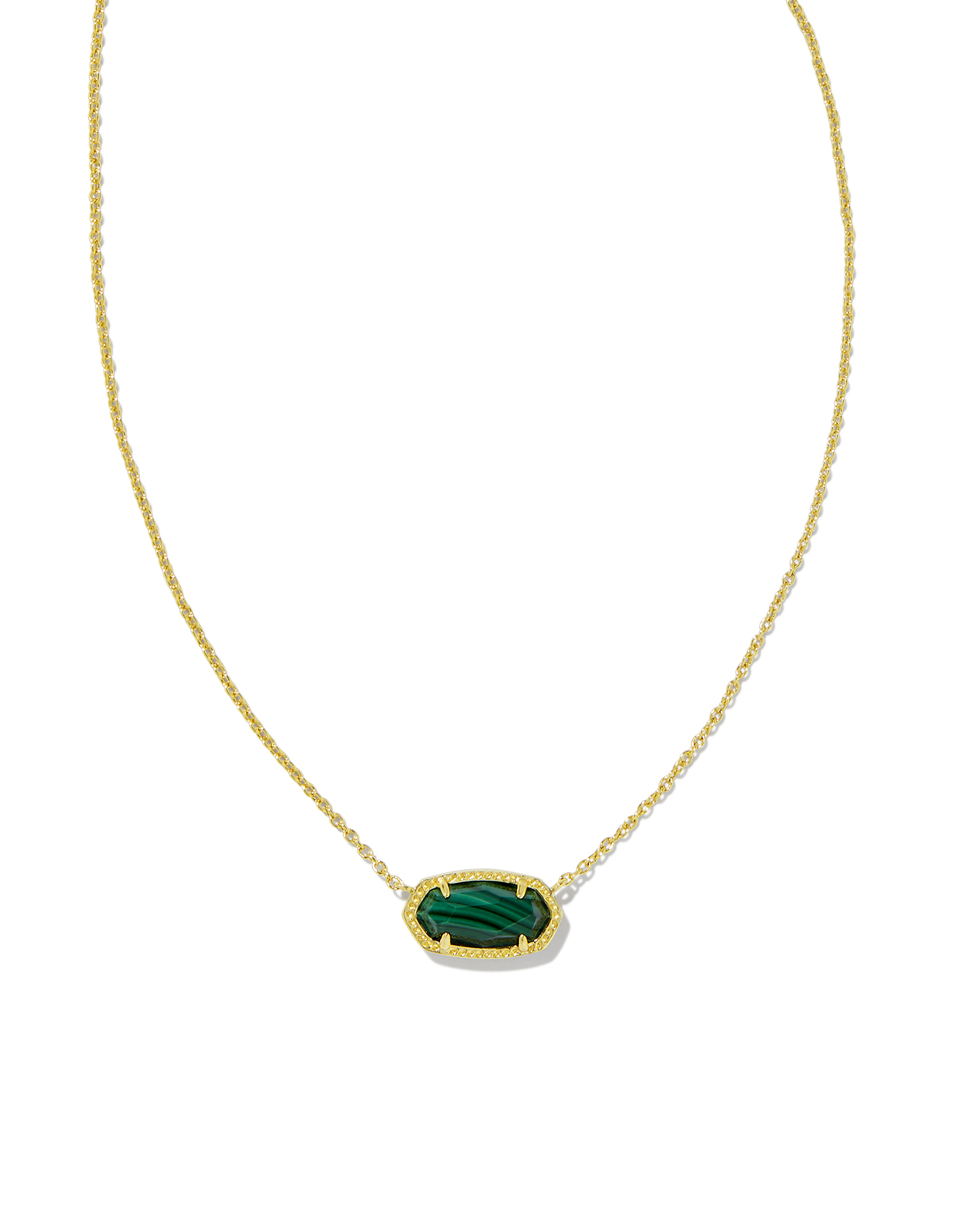 Elisa Gold Pendant Necklace in Green Malachite | Kendra Scott