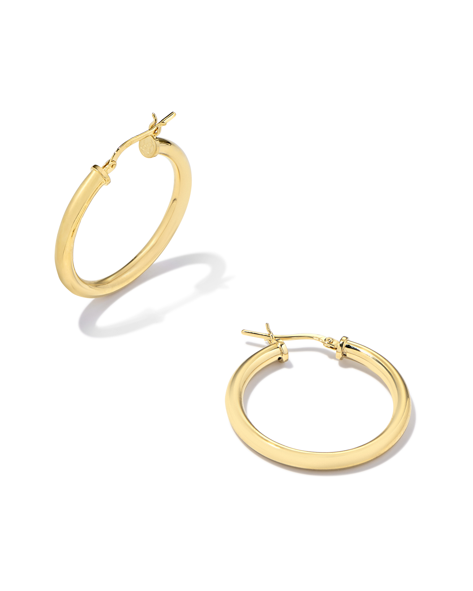 Thick Tube Hoops, Gold Plated 30mm Post Earrings