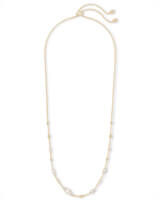 Susie Gold Pendant Necklace Layering Set of 2 in Bright White Kyocera Opalt