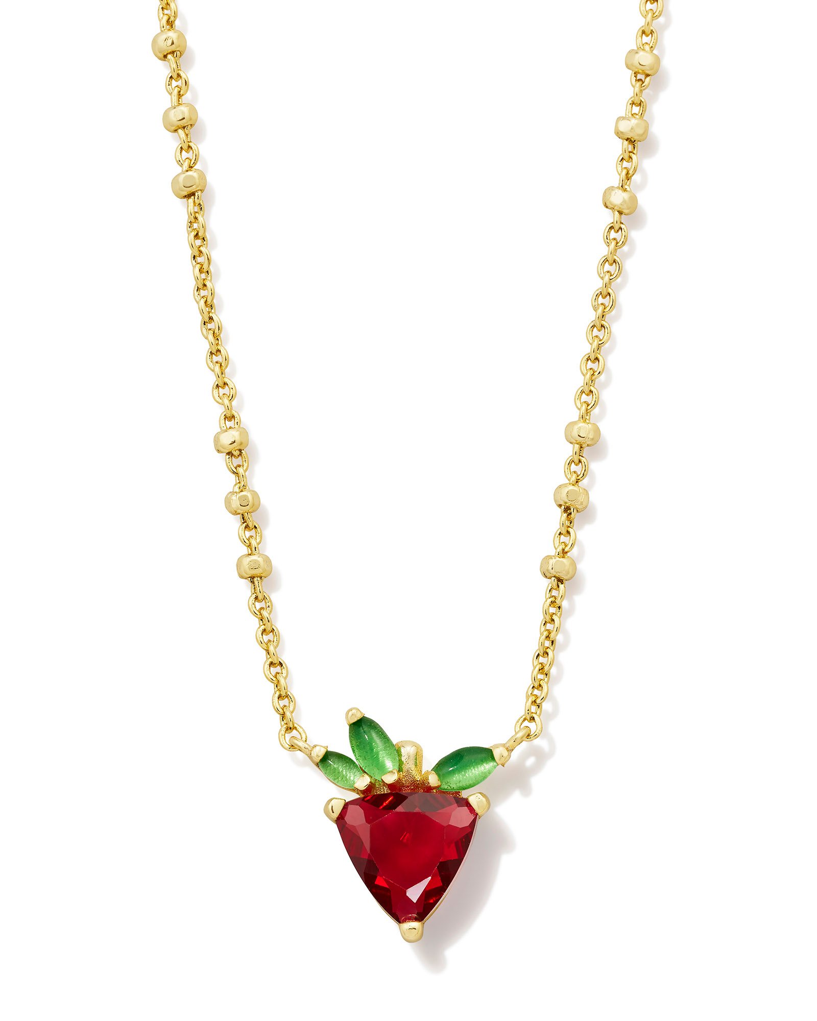 Strawberry Gold Short Pendant Necklace in Dark Pink Crystal | Kendra Scott