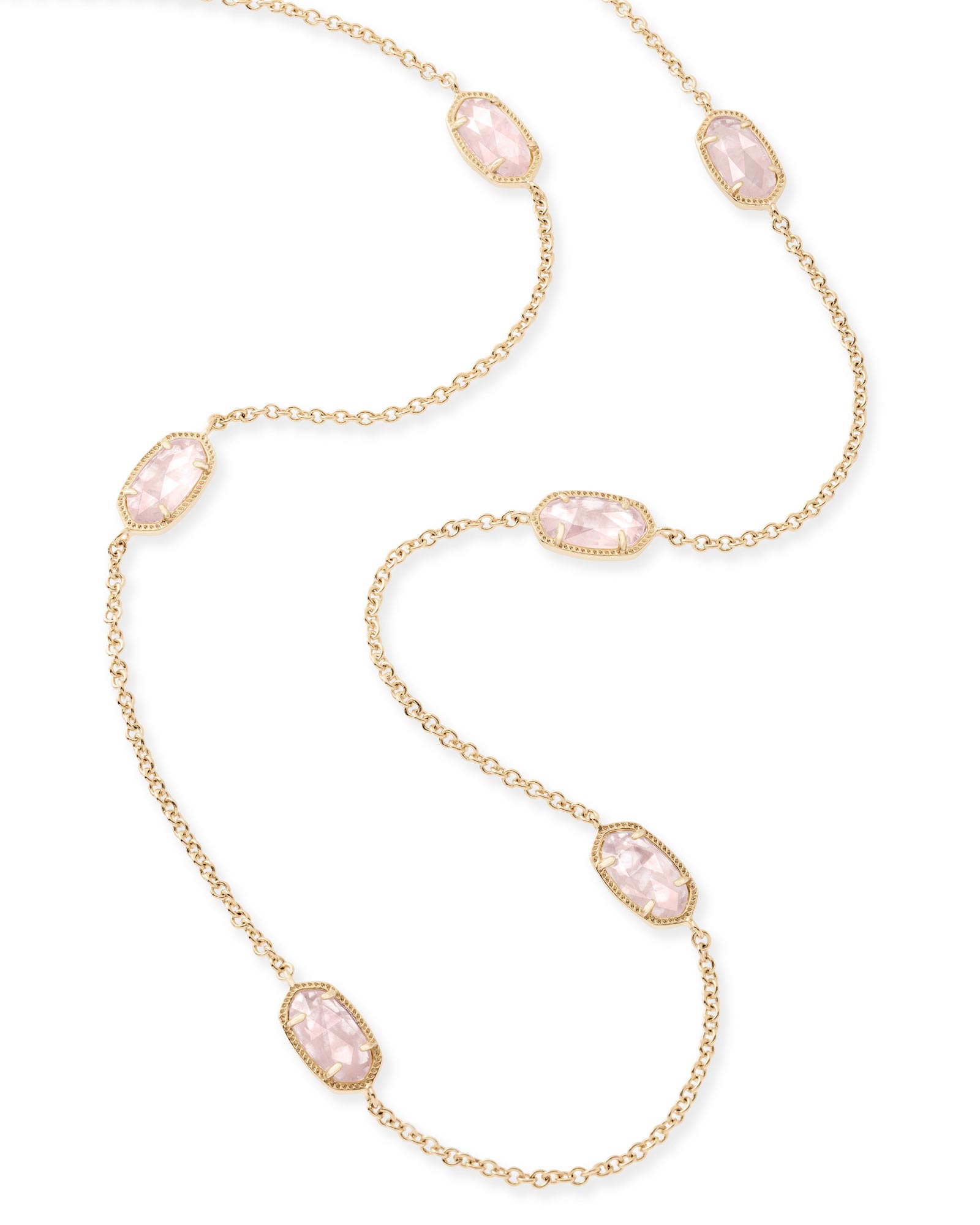 Kellie Long Gold Necklace in Rose Quartz | Kendra Scott