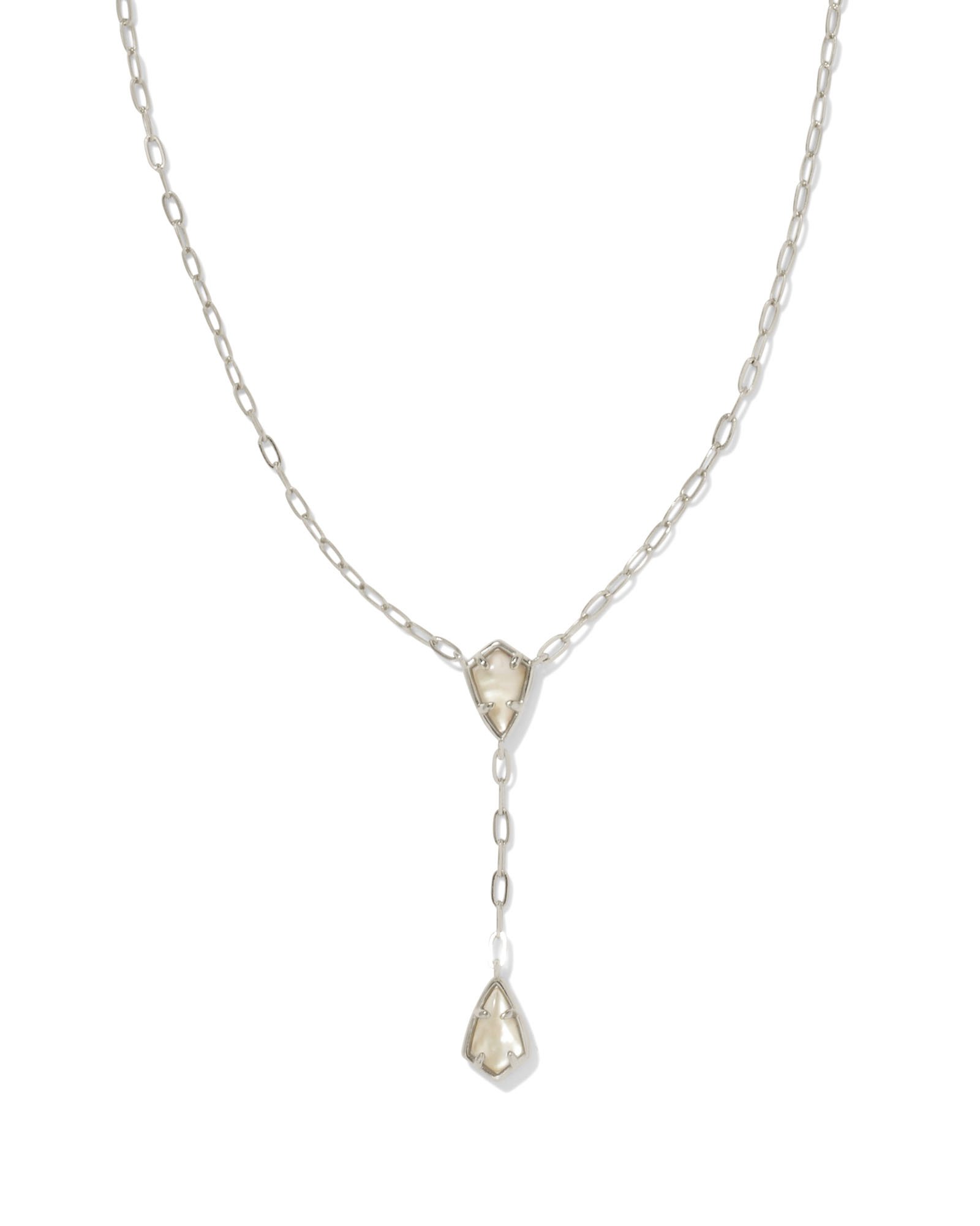 Camry Silver Y Necklace In Ivory Mother-of-pearl 