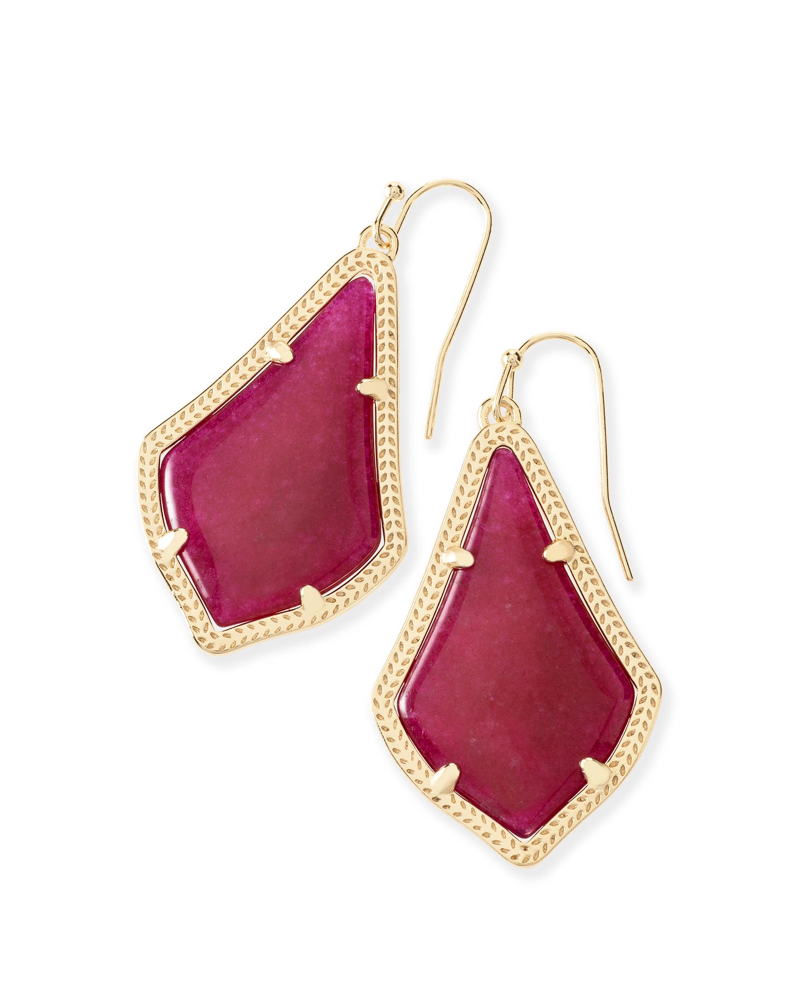 Alex Gold Drop Earrings in Maroon Jade | Kendra Scott