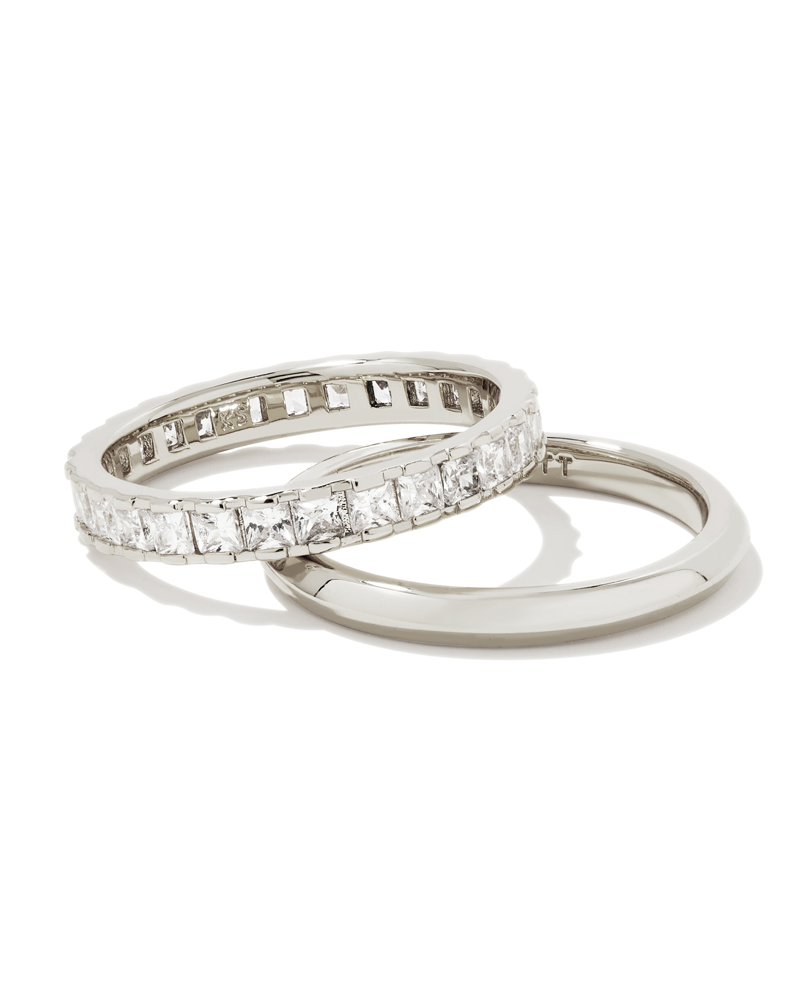 Ella Silver Ring Set of 2 in White Crystal | Kendra Scott