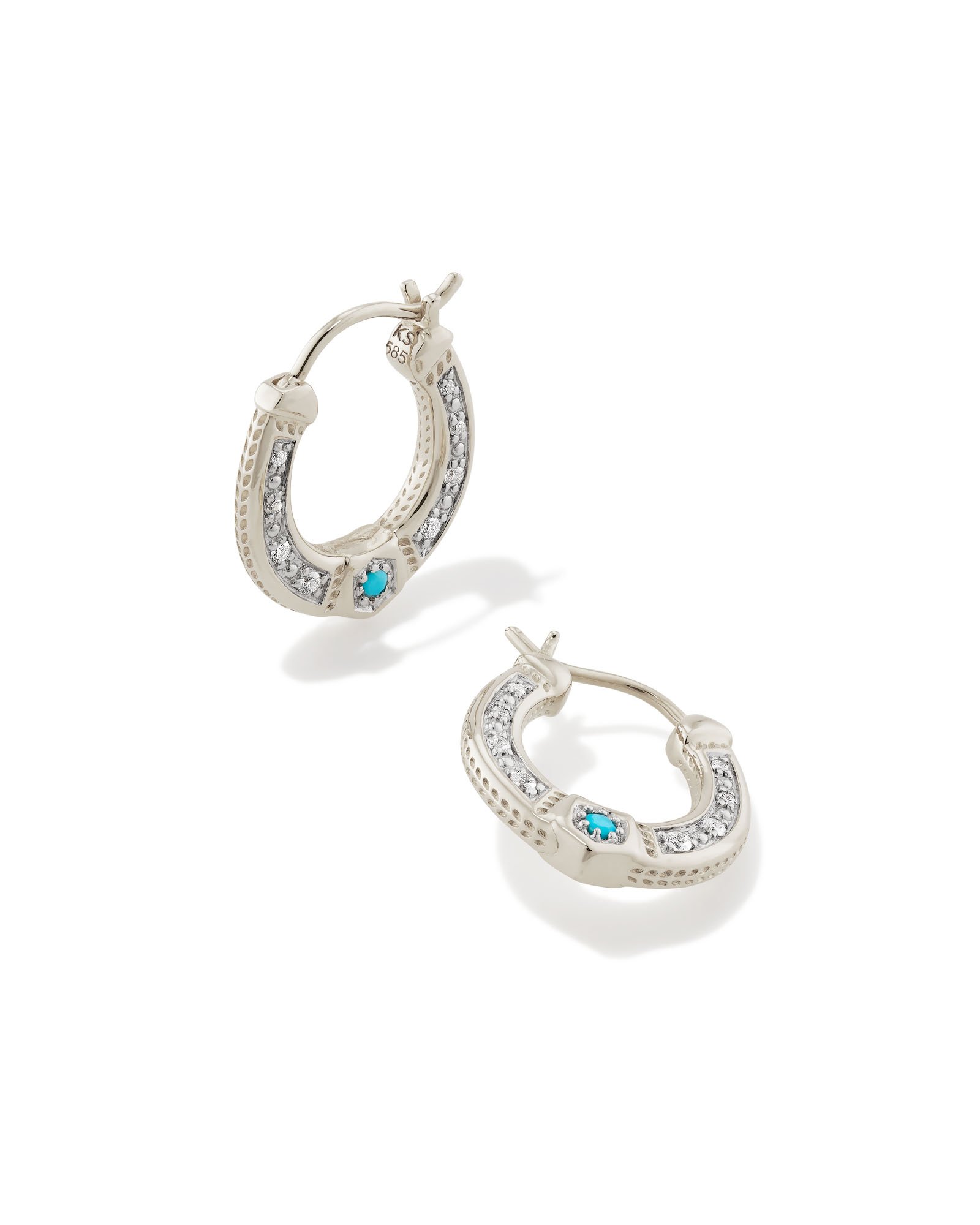 White gold sale and turquoise earrings