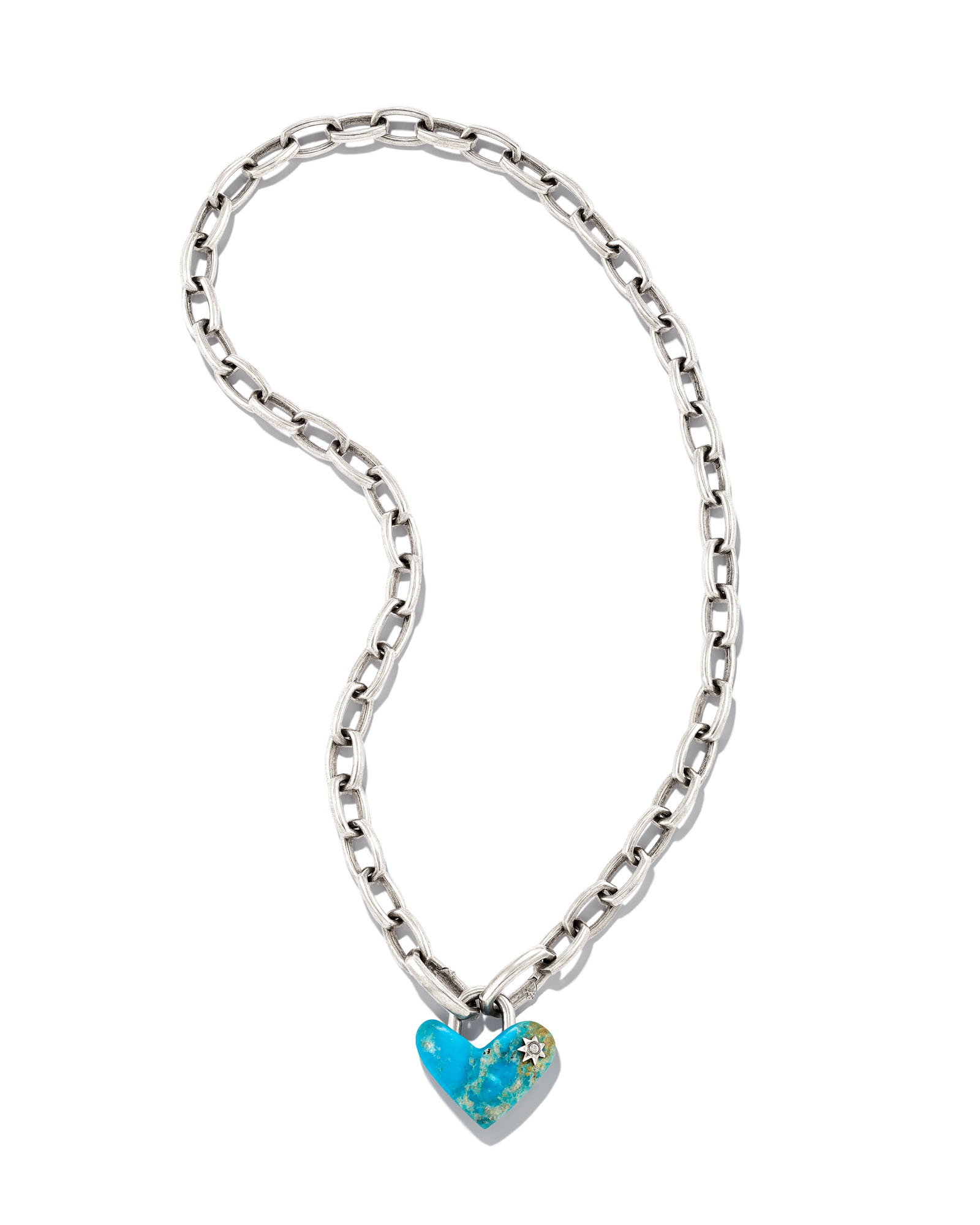 Angie Carved Heart Sterling Silver Statement Necklace in Turquoise ...