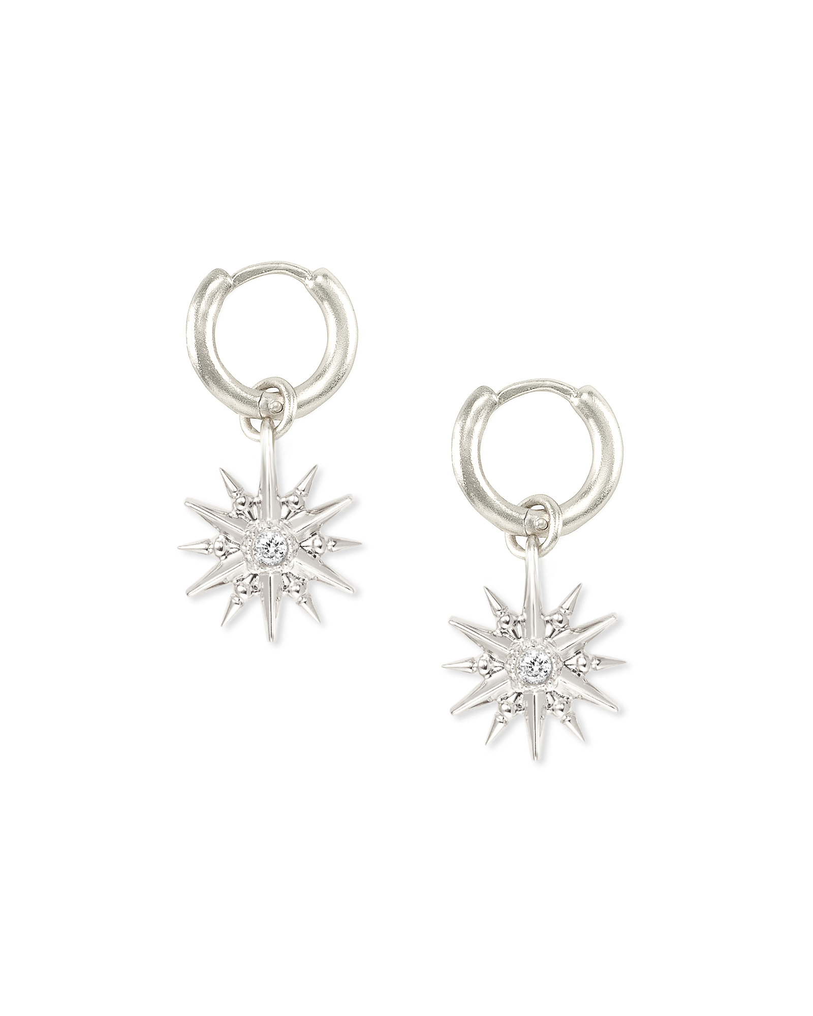Star Charm Huggie Earrings in Silver | Kendra Scott