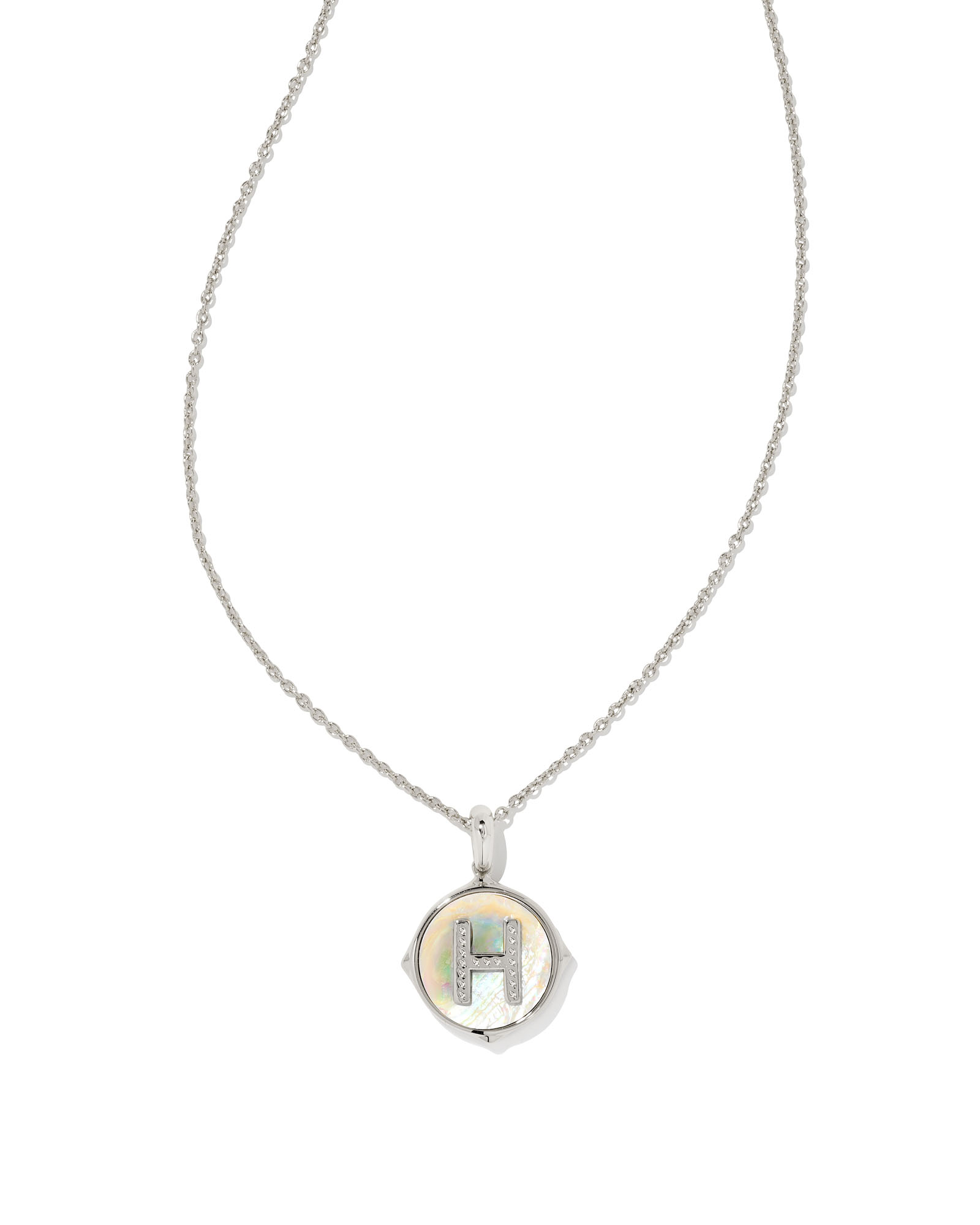 Baseball Silver Short Pendant Necklace in Ivory Mother-of-Pearl