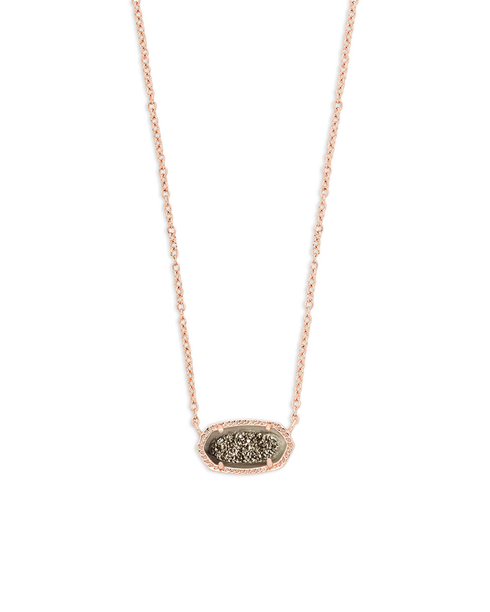 Elisa Rose Gold Pendant Necklace in Rose Drusy