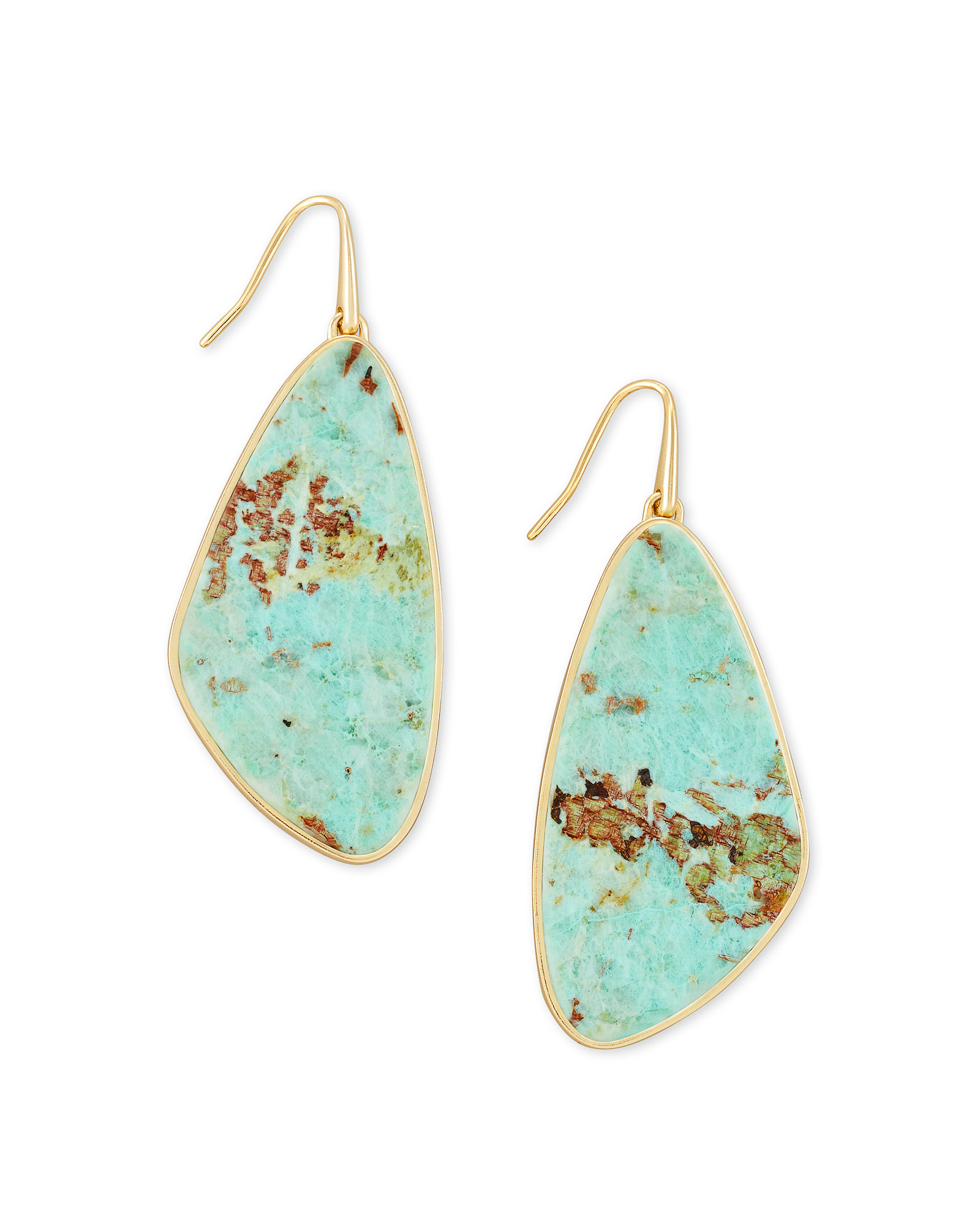 Mckenna Gold Drop Earrings in Sea Green Chrysocolla ...